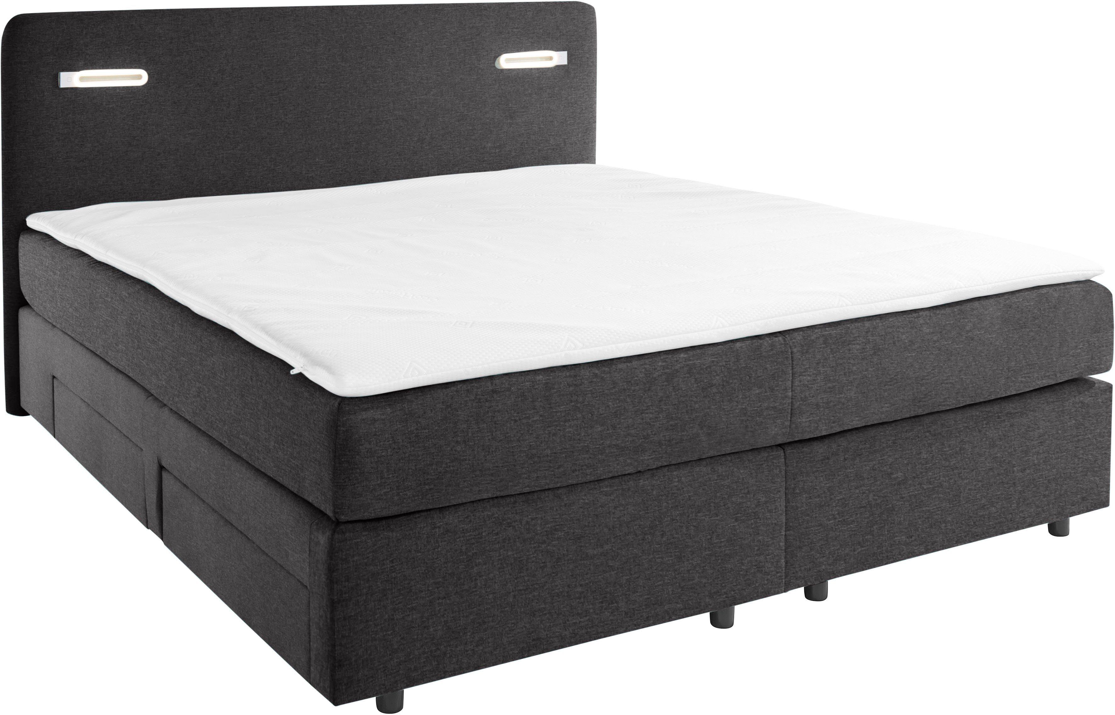 INOSIGN Boxspring Luan Laden, ledverlichting en topmatras, in breedte 120 cm en 180 cm