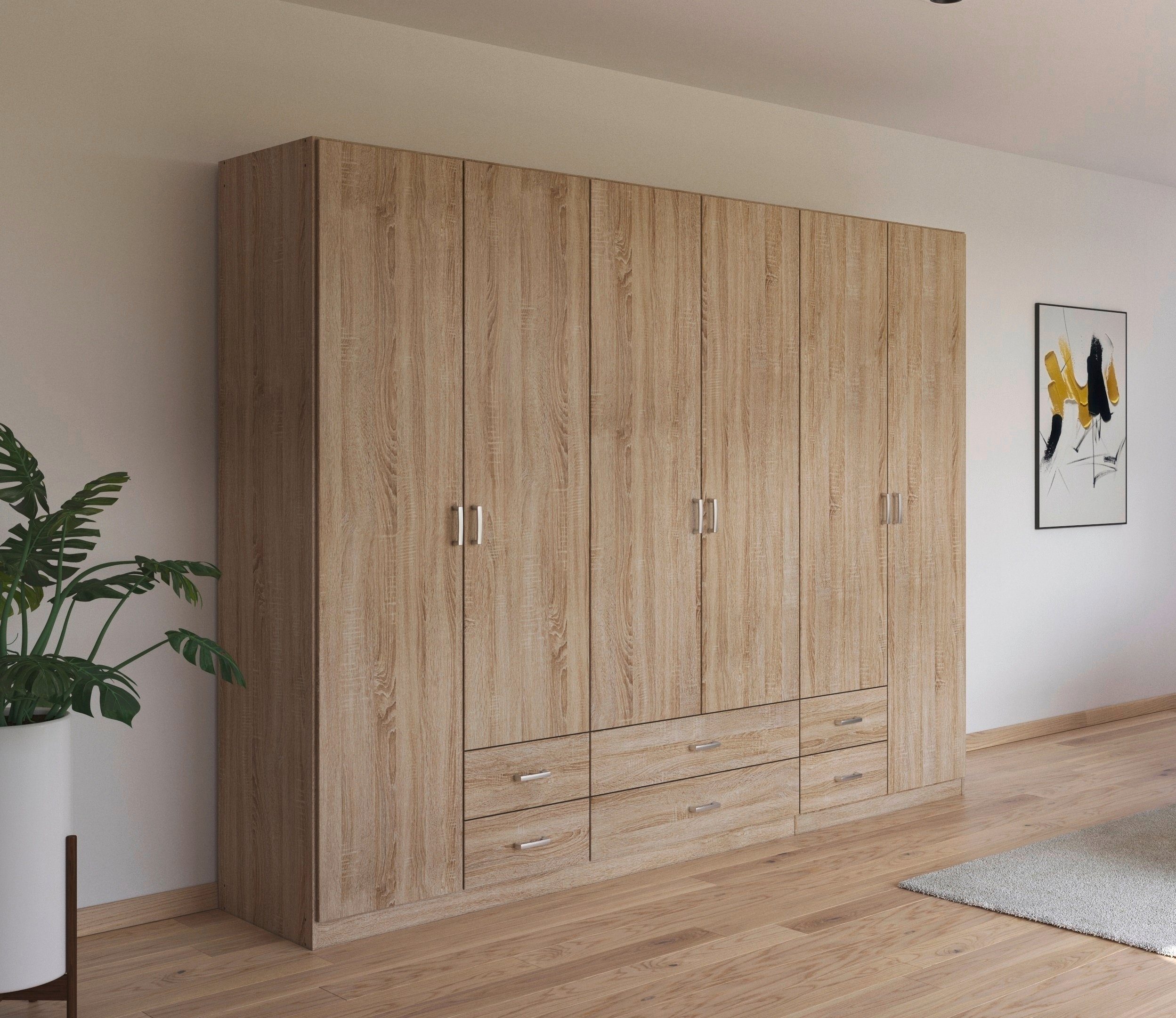 rauch Draaideurkast Kledingkast kast garderobe linnenkast GAMMA in 3 breedtes met 6 lades, in eenvoudig design topseller made in germany