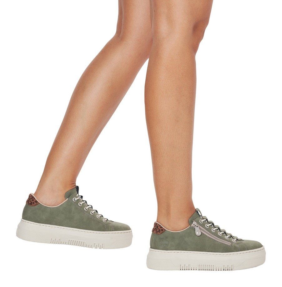 Rieker Plateausneakers met leoprint inzet bij de hak