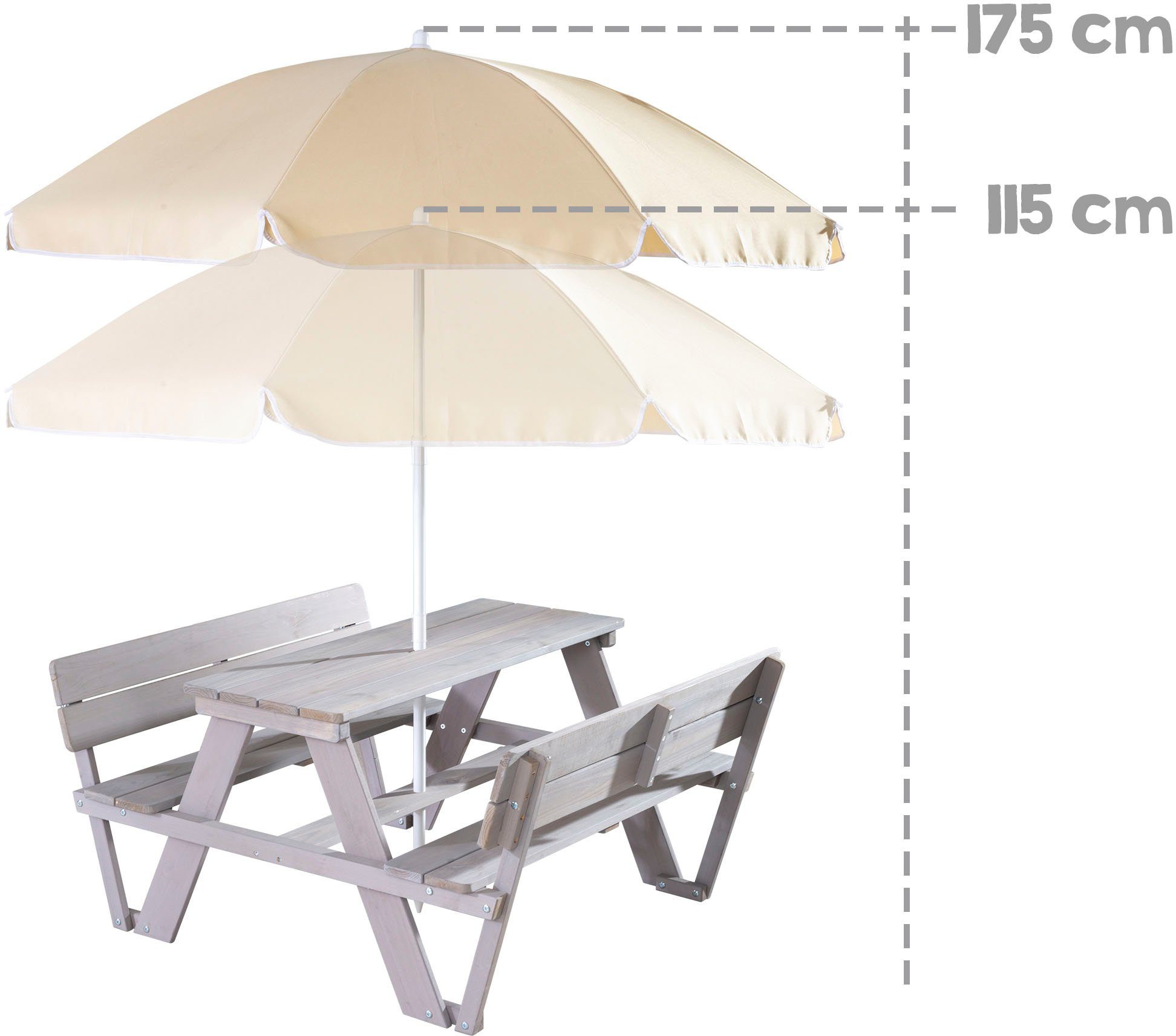 Roba® Kinderzithoek voor in de tuin Picknick voor 4 Buiten + (set, 2-delig)