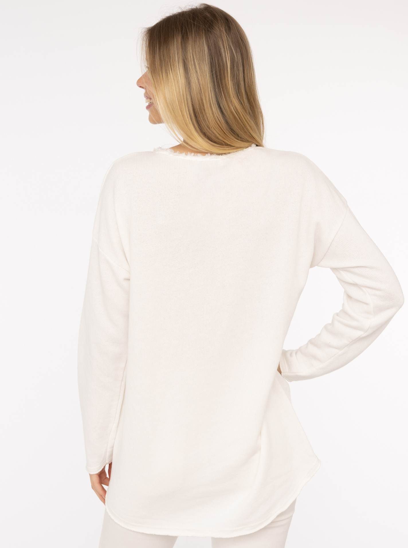Zwillingsherz Sweater "Sea Sand Sun" Met grote flock-opschrift in opvallende kleur
