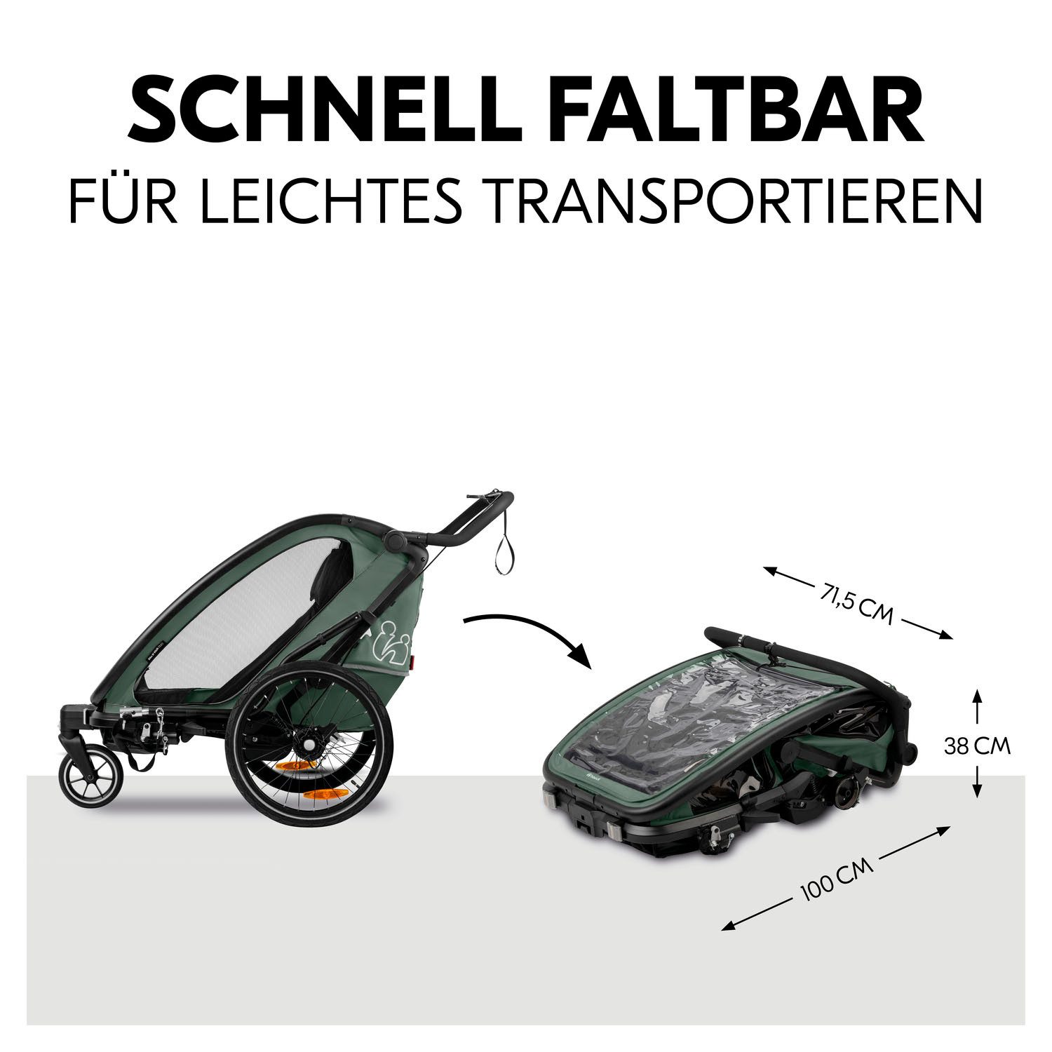 Hauck Kinderen fiets aanhanger Bike N Walk Duo voor 2 kinderen, incl. dissel
