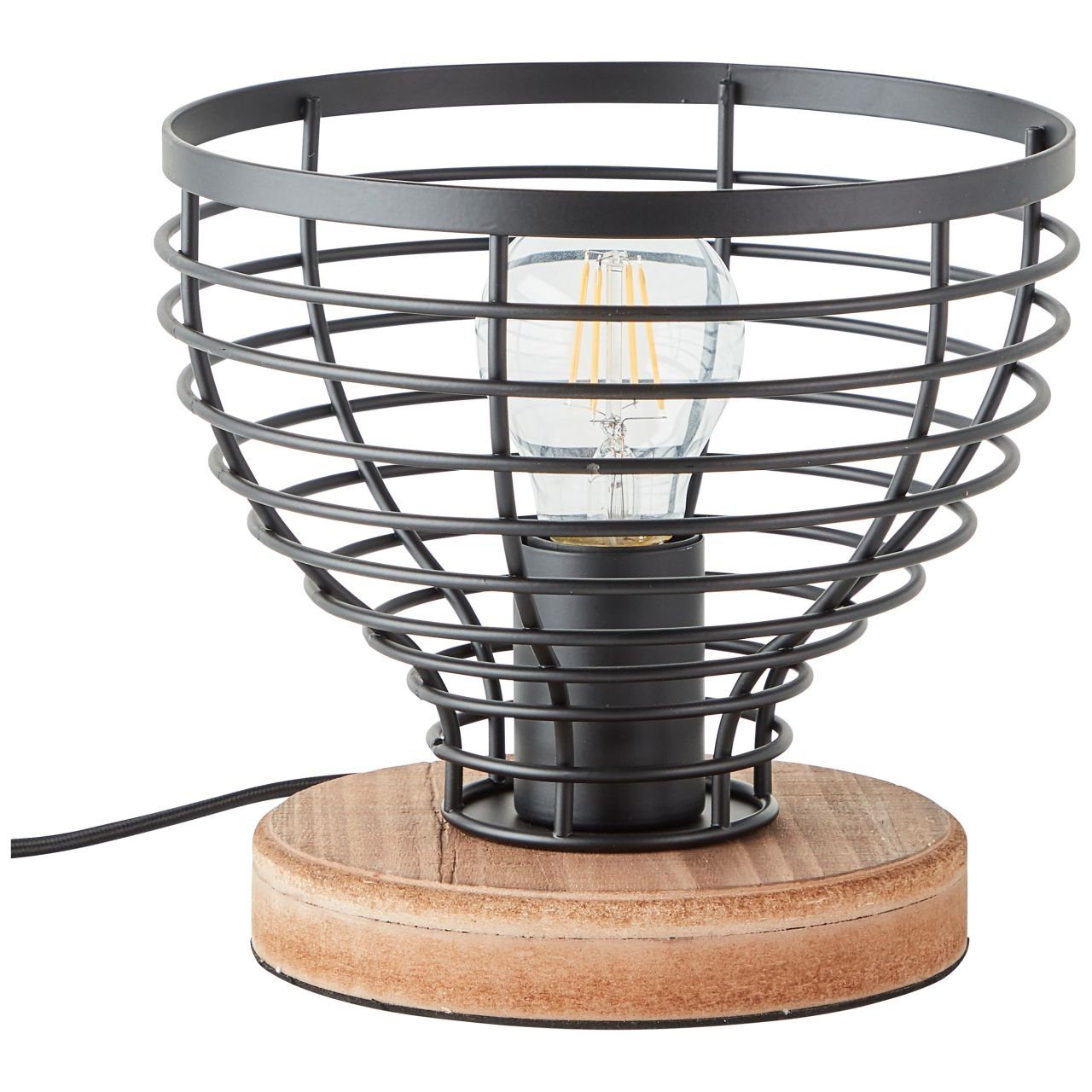 Brilliant Leuchten Tafellamp AVIA 18,5 cm hoogte, ø 20 cm, e27, metaal/hout, zwart/bruin (1 stuk)