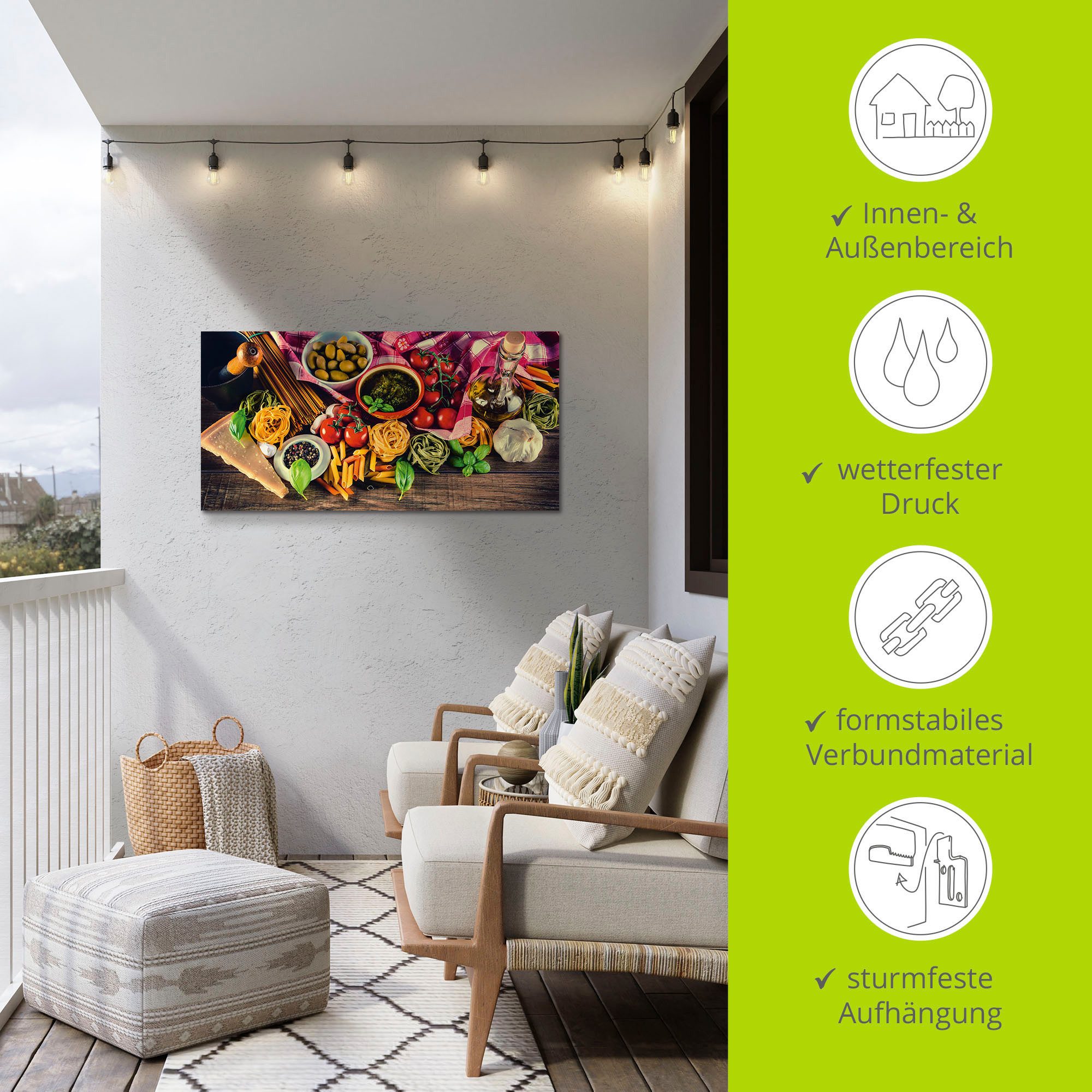 Artland Artprint Italiaans mediterraan eten als artprint van aluminium, artprint voor buiten, artprint op linnen, poster, muursticker