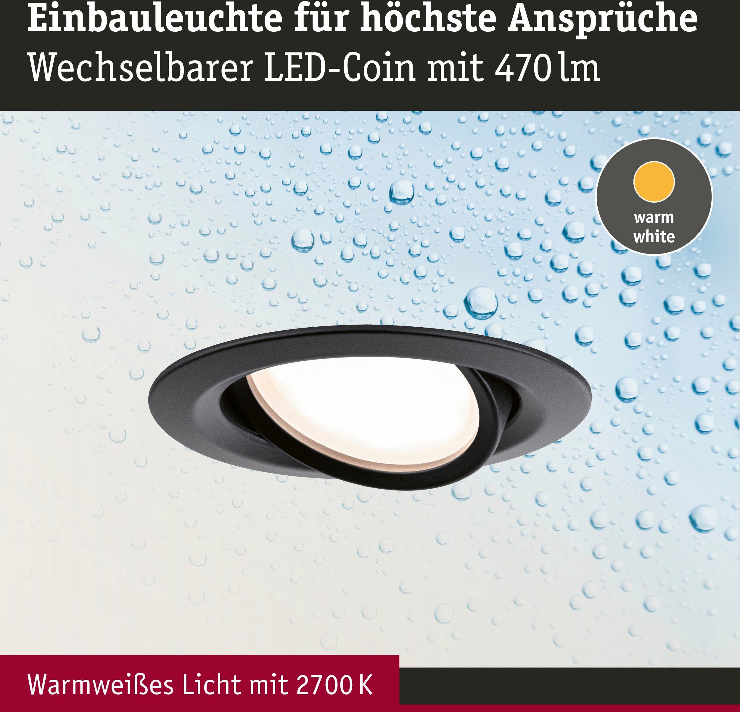 Paulmann Ledinbouwlamp Nova Plus 1x6W 470lm 2700K Zwart mat/Alu