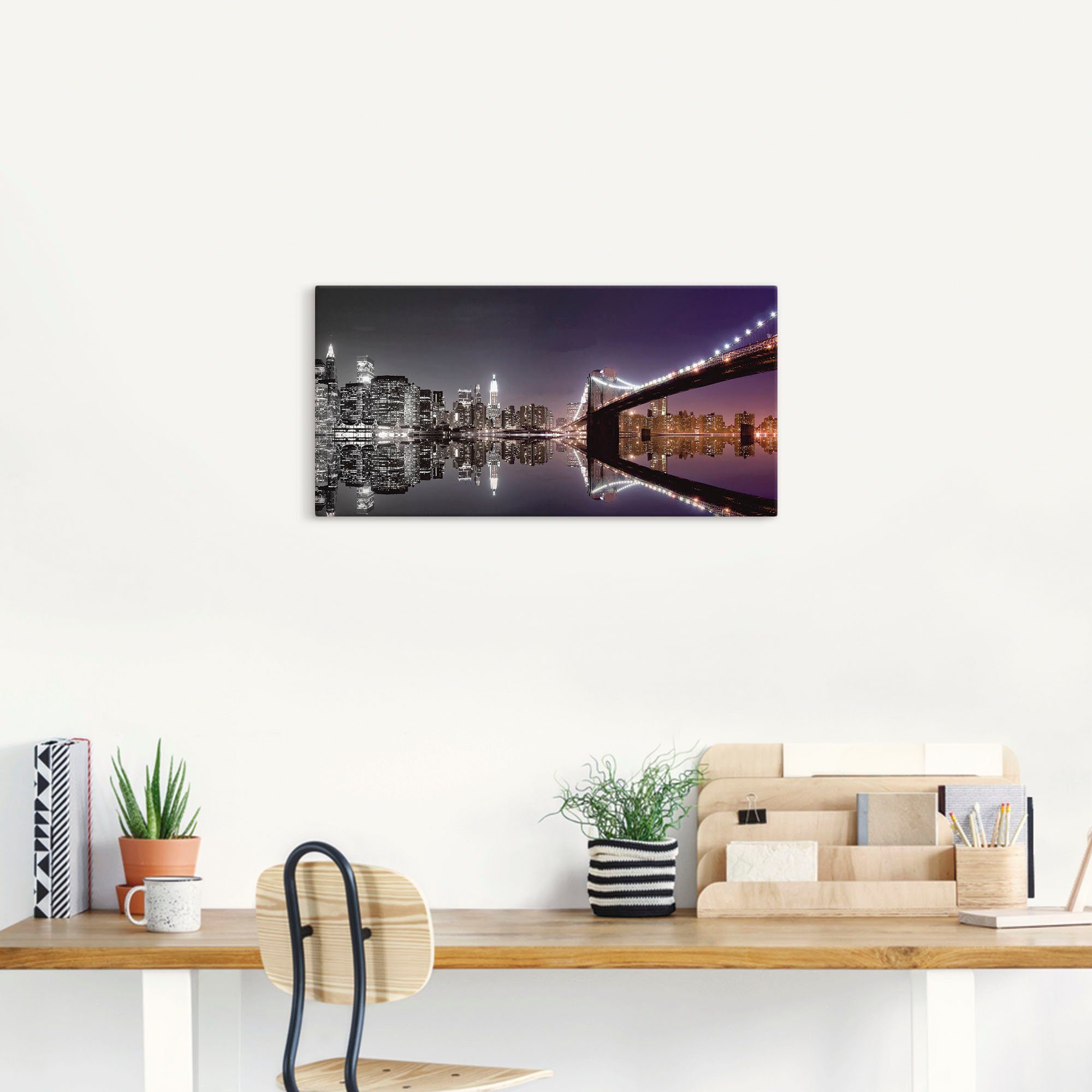 Artland Artprint New York skyline nachtelijke reflectie als artprint op linnen, poster, muursticker in verschillende maten