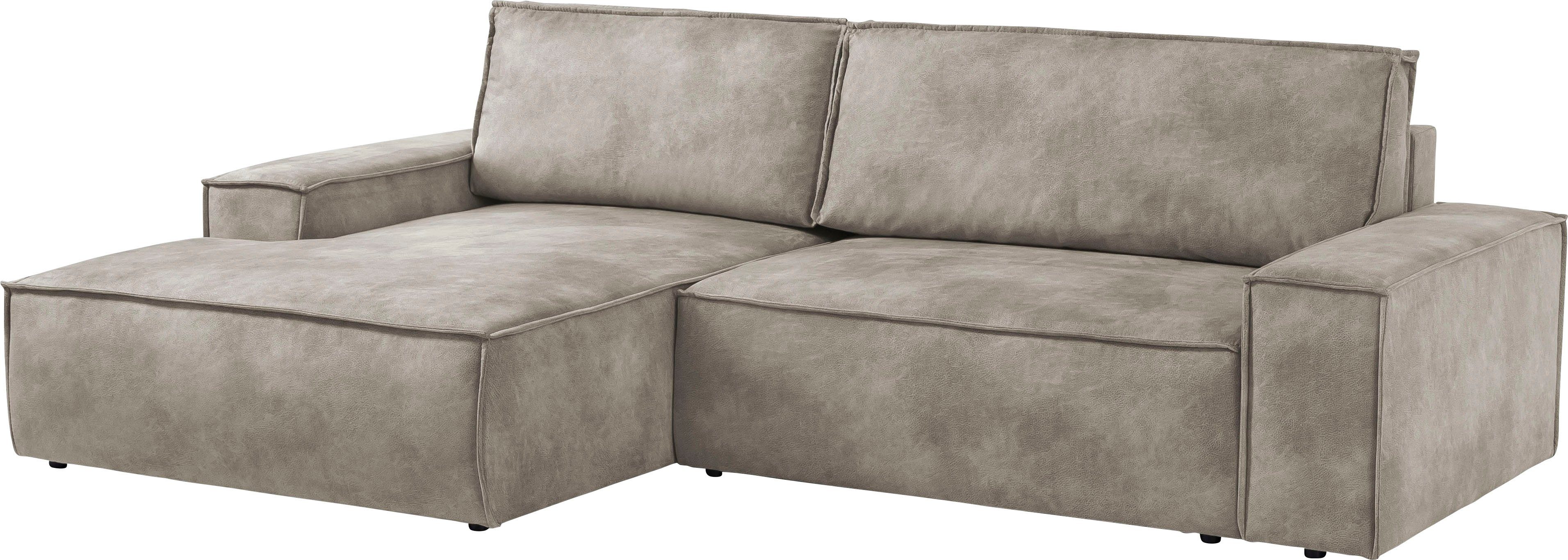 Home affaire Hoekbank SHERWOOD bedbank 267 cm, L-model, Slaapfunctie met bedlade (210x136 cm), cord, vintage, fluweel