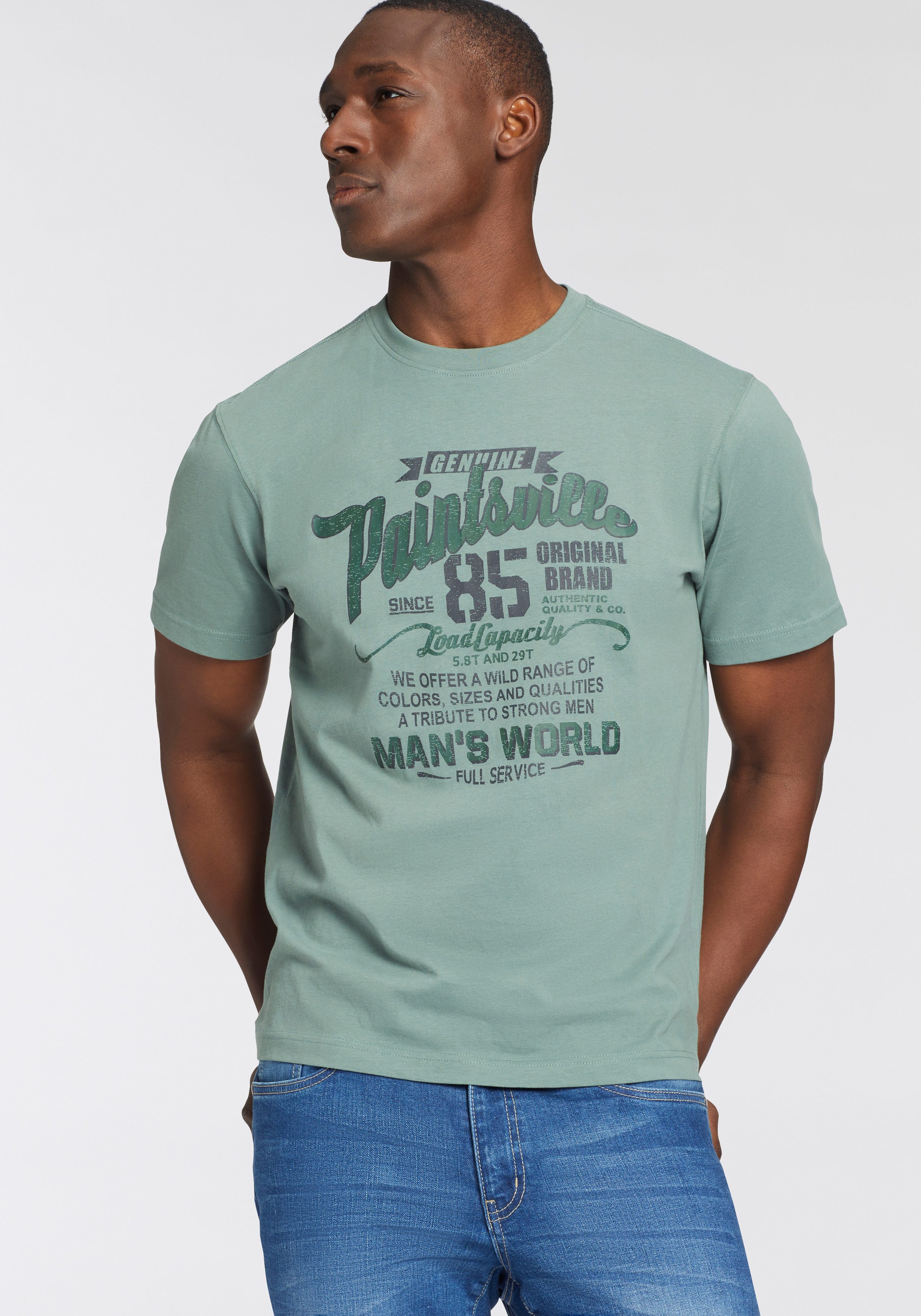Man's World T-shirt Korte mouwen, met stijlvolle print, ronde hals, van katoen