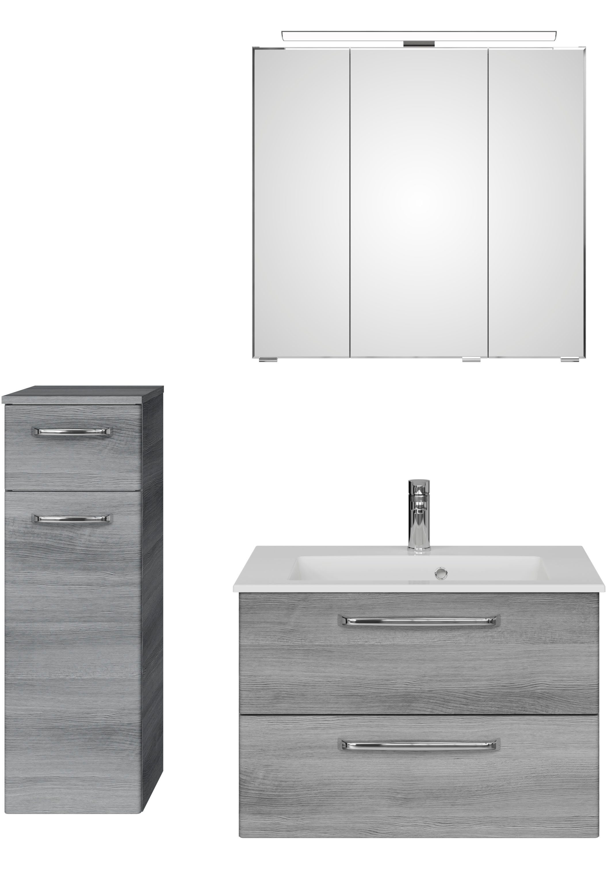 Saphir Badmeubelset Trentino 3-delig mineralen marmer wasbak LED spiegelkast (4 stuks)