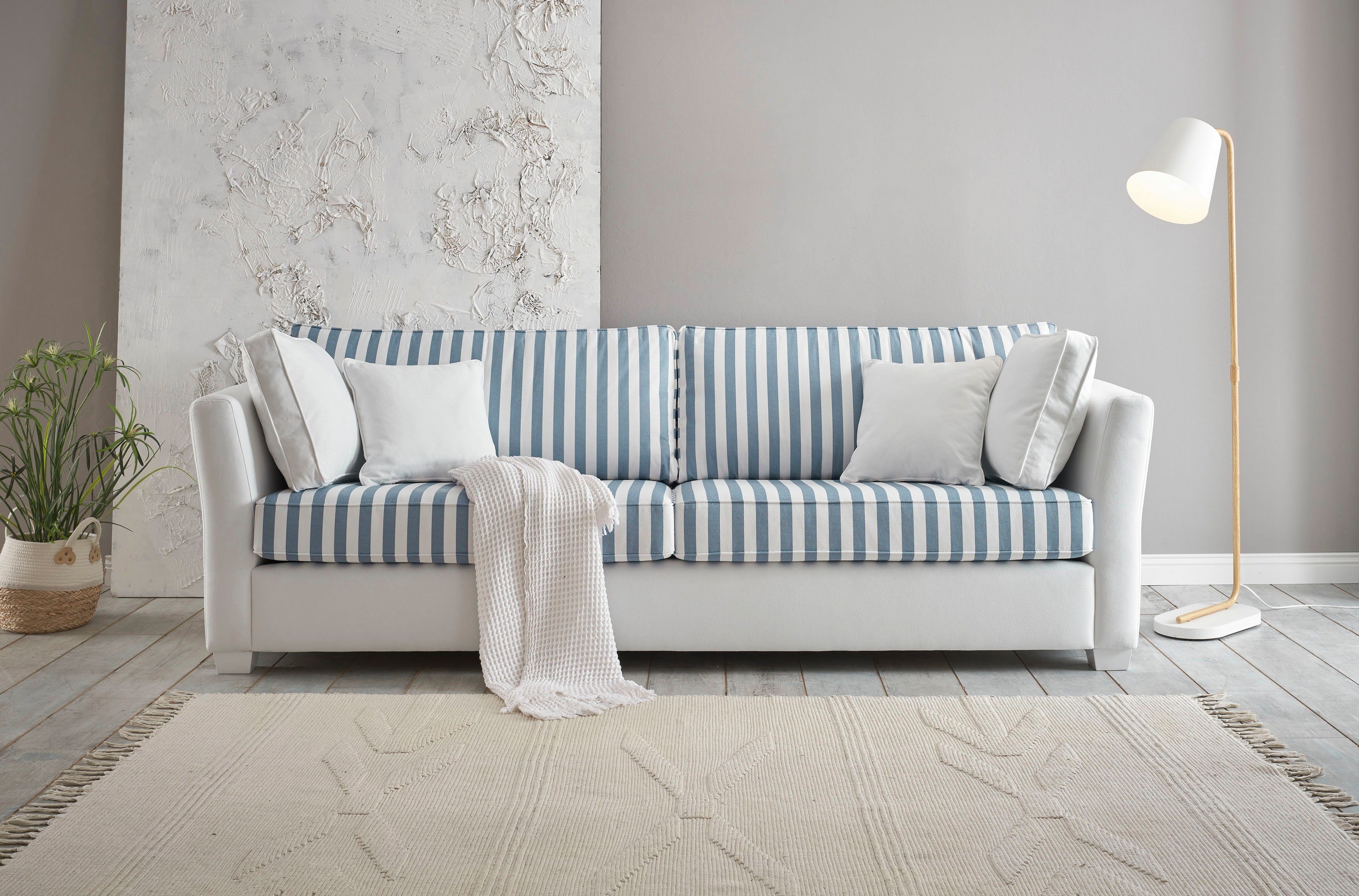 Home affaire 3-zitsbank California maritieme landelijke stijl, in 3 breedtes, met witgelakte houten poten