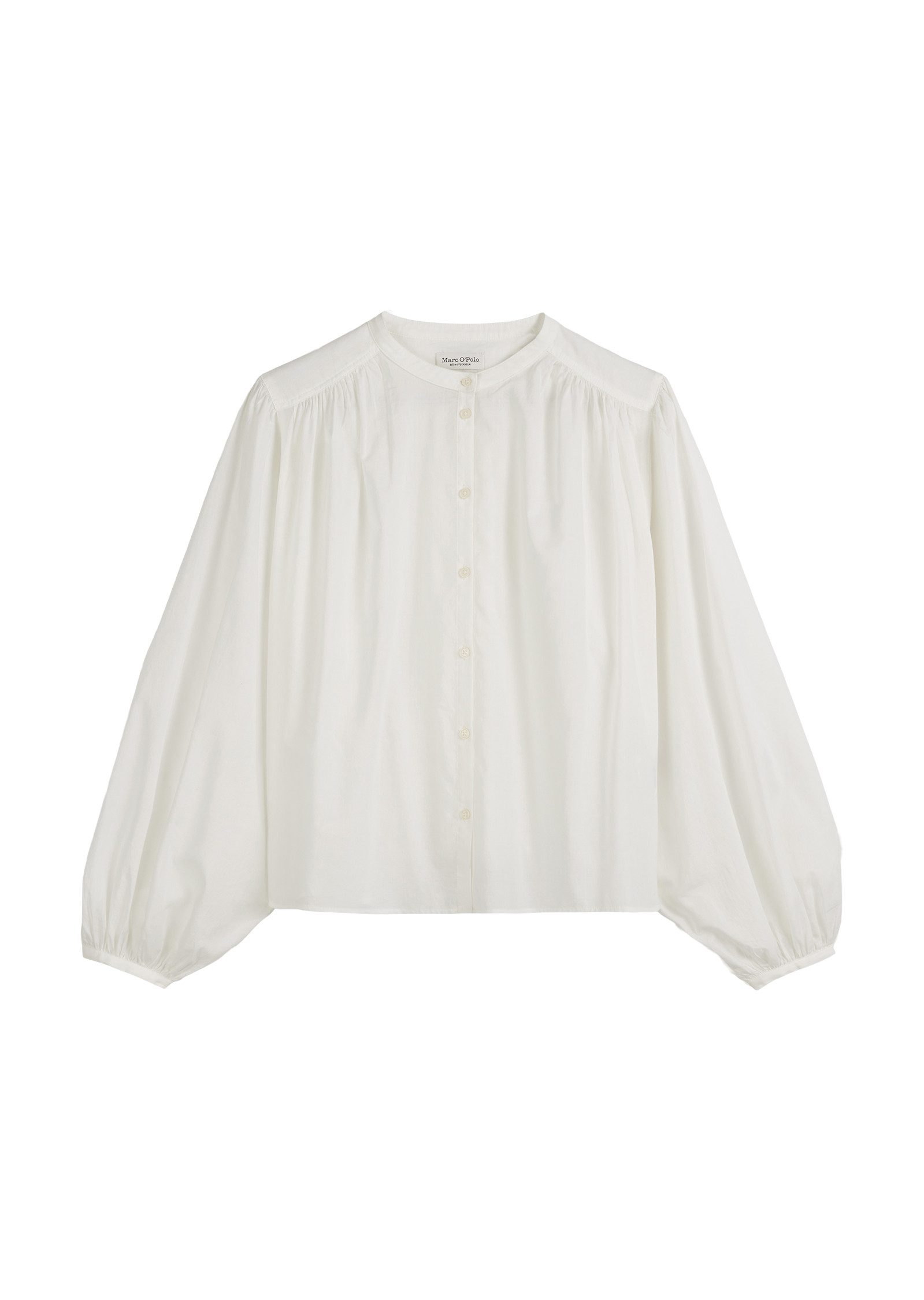 Marc O'Polo Blouse met lange mouwen Rimpeldetails, opstaande kraag, wijd gesneden