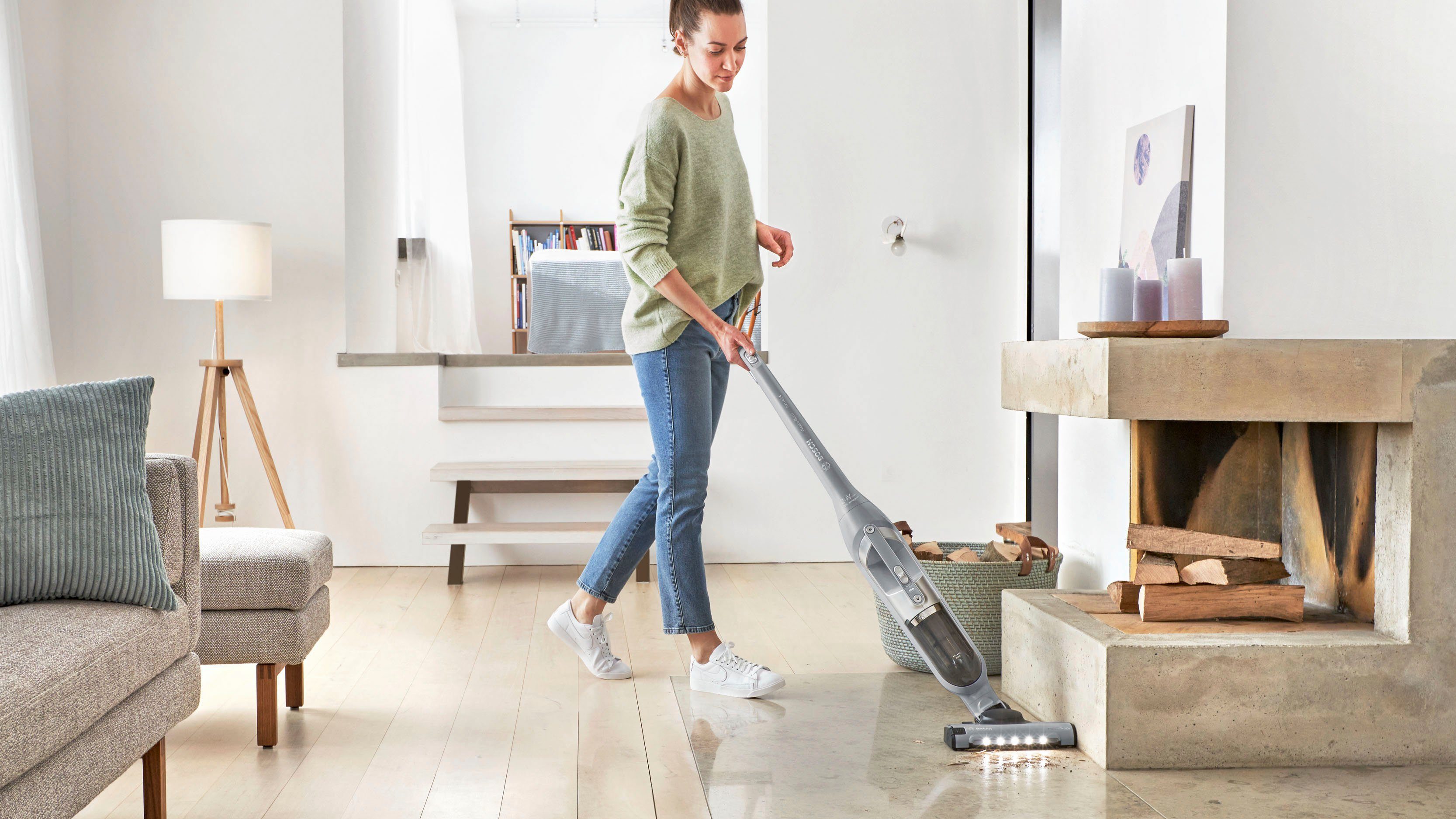 BOSCH Accu-kruimeldief en -stofzuiger Flexxo Gen 2 serie 4 BBH3K2801 28 v, elektrisch mondstuk met led, geïntegreerde accessoires, zilver