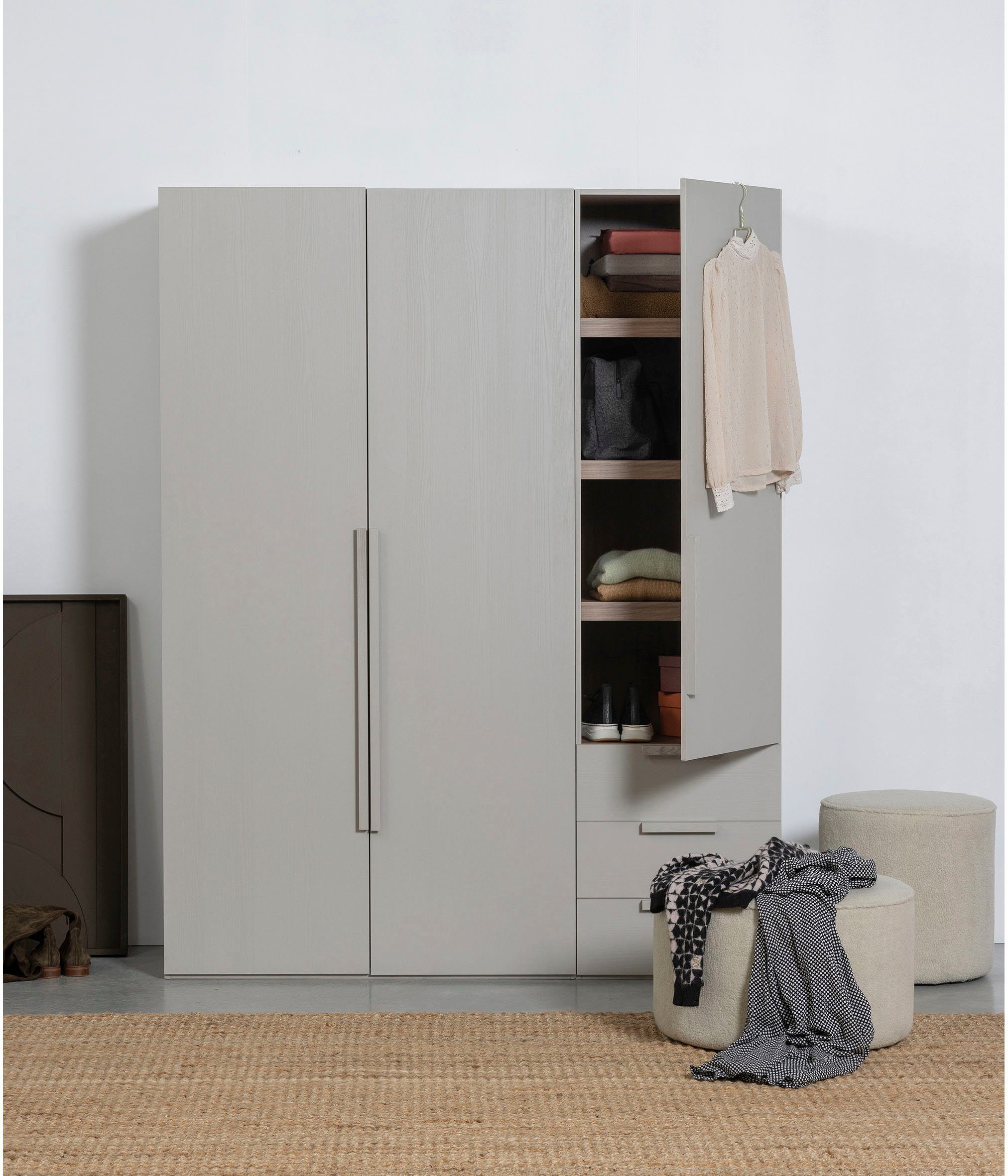 WOOOD Kledingkast Rens van notenhoutdecor, veel opbergruimte, hoogte 210 cm