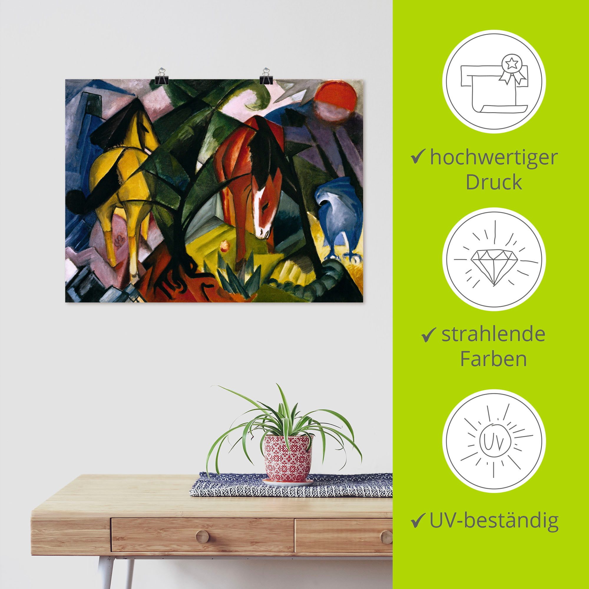 Artland Artprint Paarden en adelaar. 1912 als artprint op linnen, poster in verschillende formaten maten