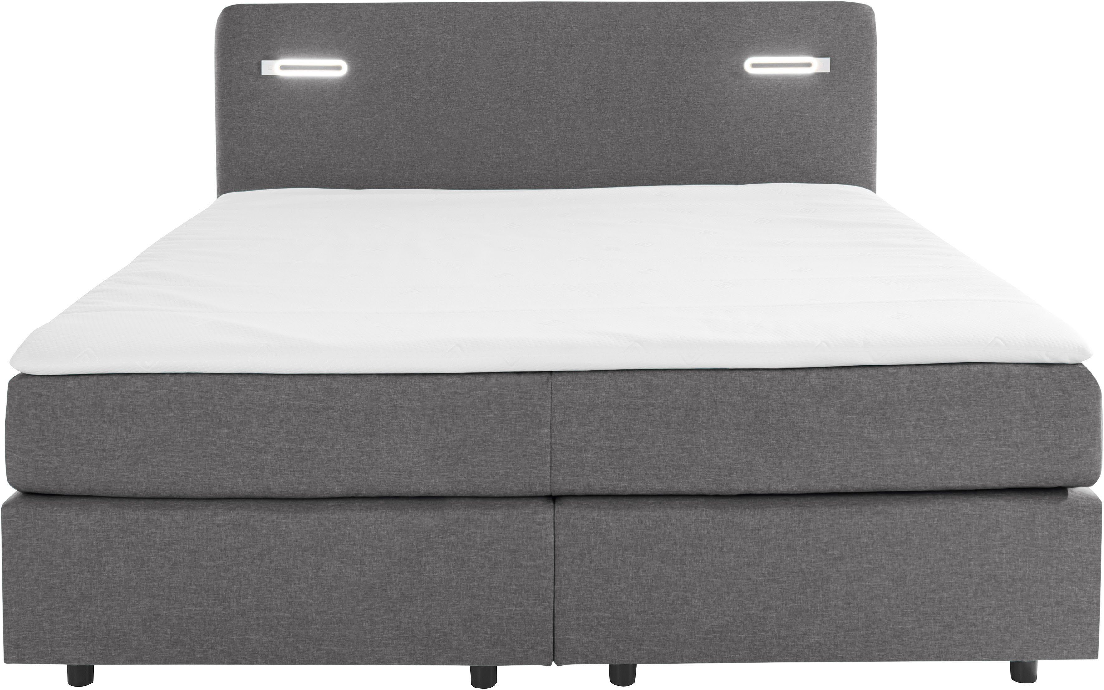 INOSIGN Boxspring Luan Laden, ledverlichting en topmatras, in breedte 120 cm en 180 cm