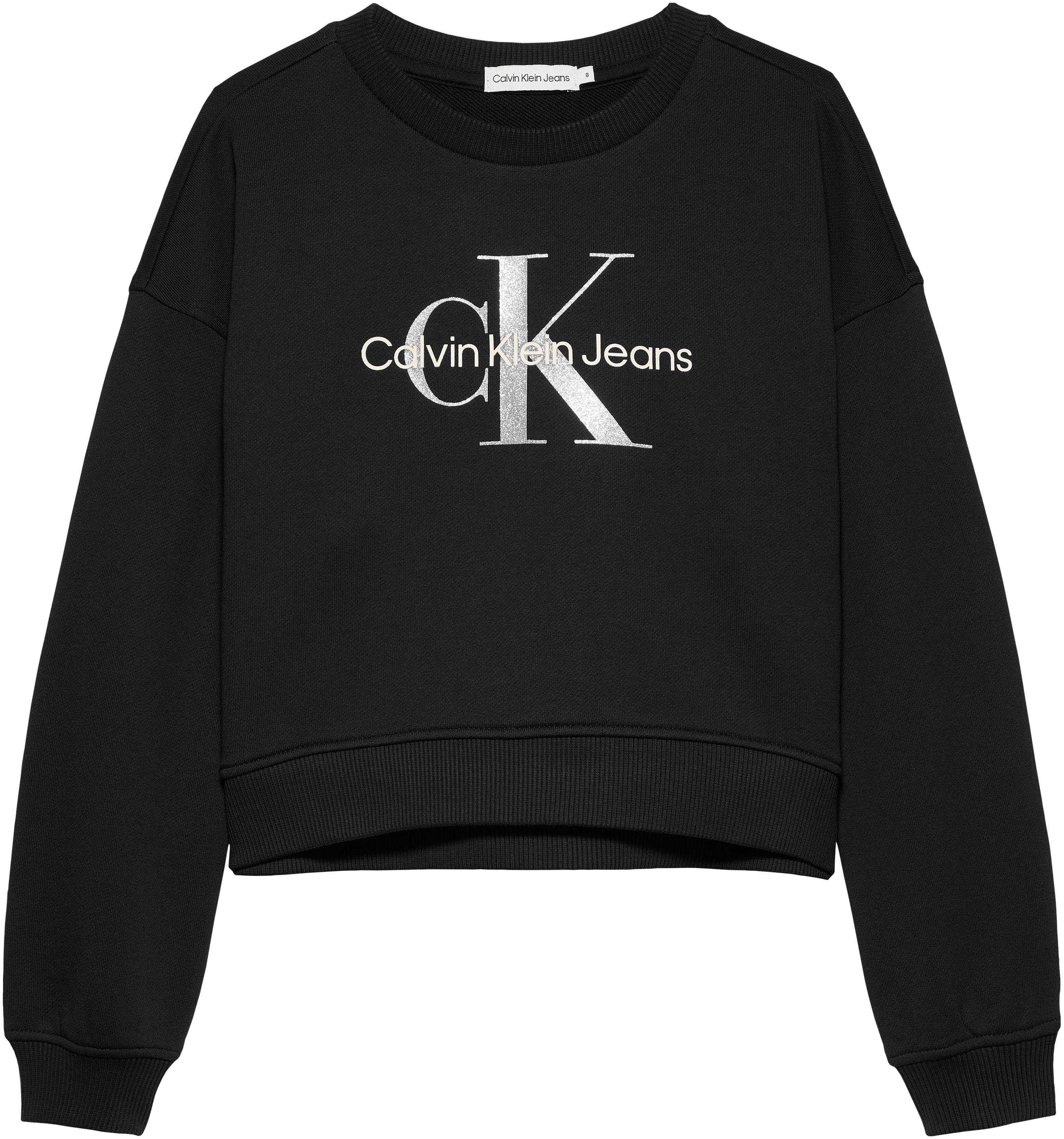 Calvin Klein Sweatshirt GLITTER MONOLOGO CN SWEATSHIRT voor kinderen tot 16 jaar met logo-opdruk