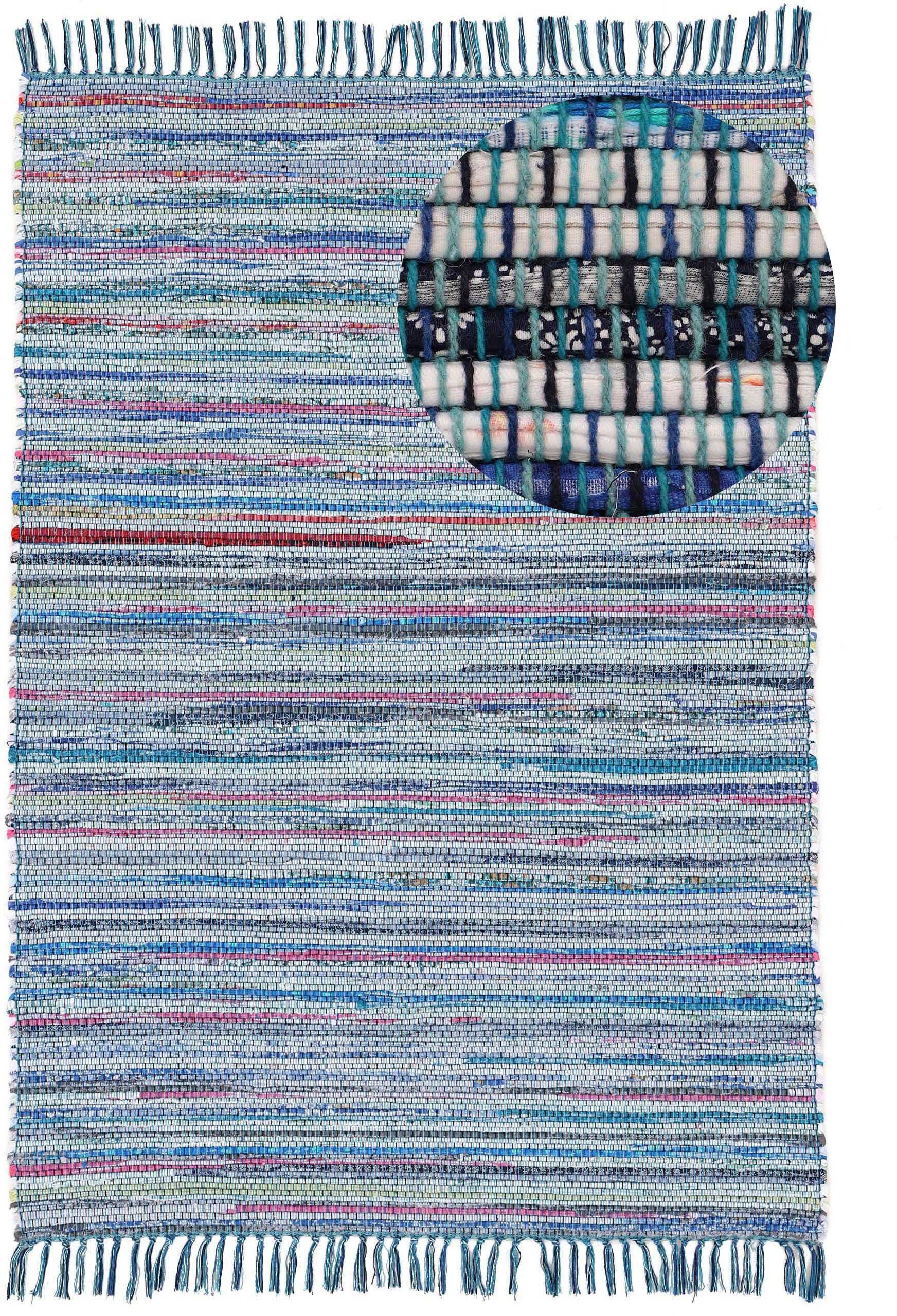 carpetfine Vloerkleed Kelim Chindi, omkeerbaar tapijt handgeweven, patchwork tapijt met franjes, ook verkrijgbaar in loperformaten