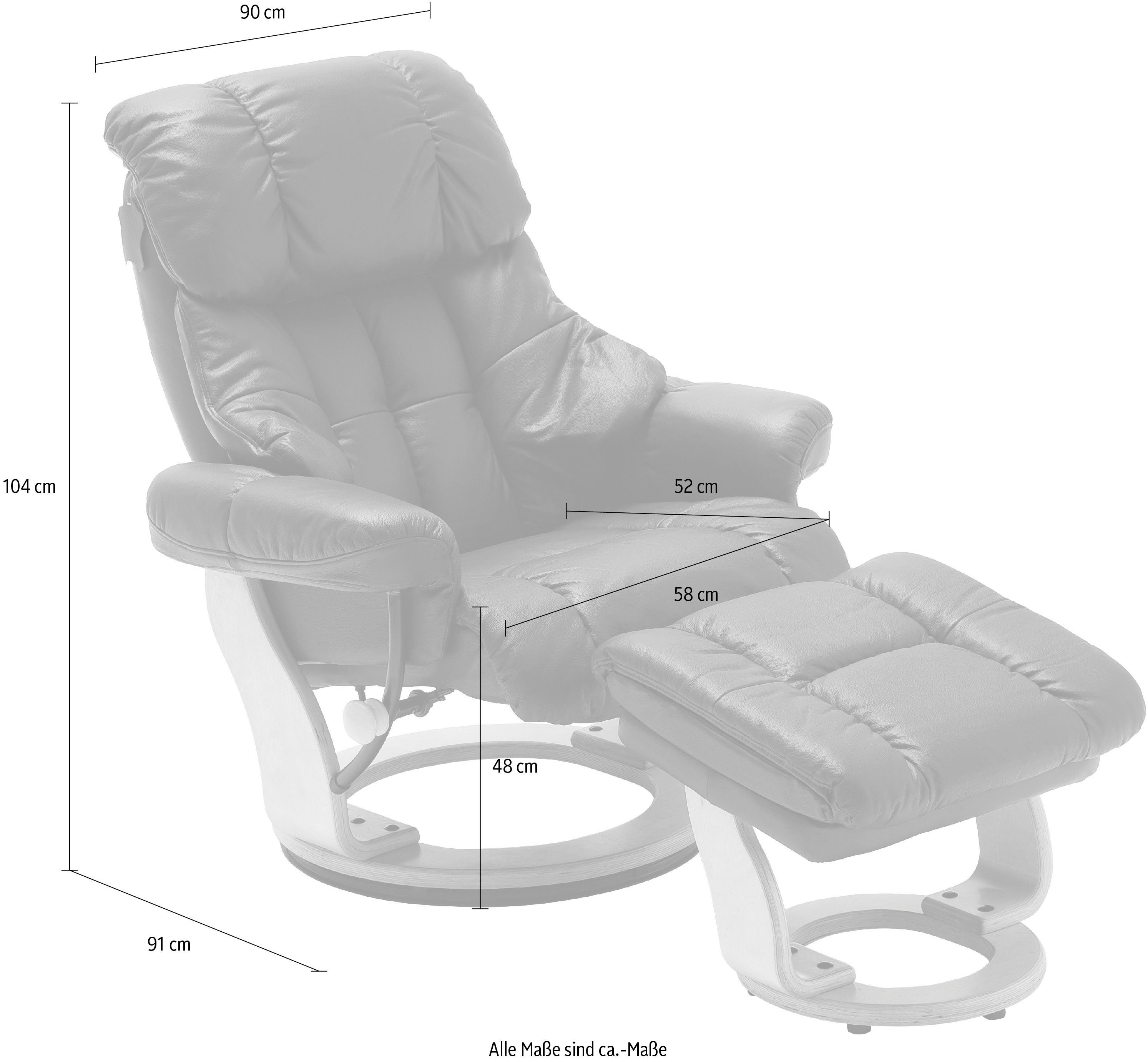 MCA furniture Relaxfauteuil Calgary Tv-fauteuil 360º draaibaar inclusief hocker met leren bekleding