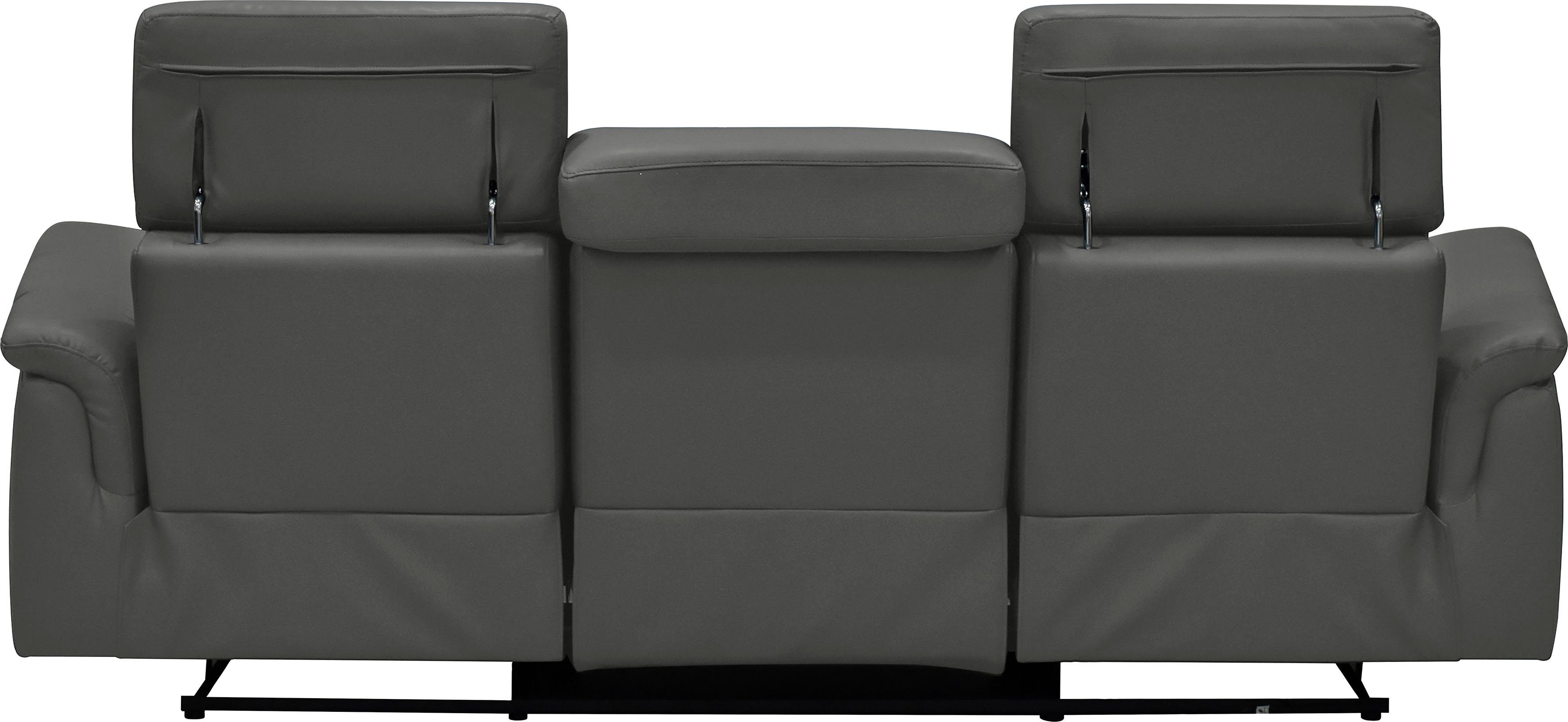 Places of Style 3-zitsbank Pareli 229 cm, handmatige en elektrische relaxfunctie in 2 zits USB, verstelbare hoofdsteun, LED-verlichting, in echt leer, kunstleer, geweven stof