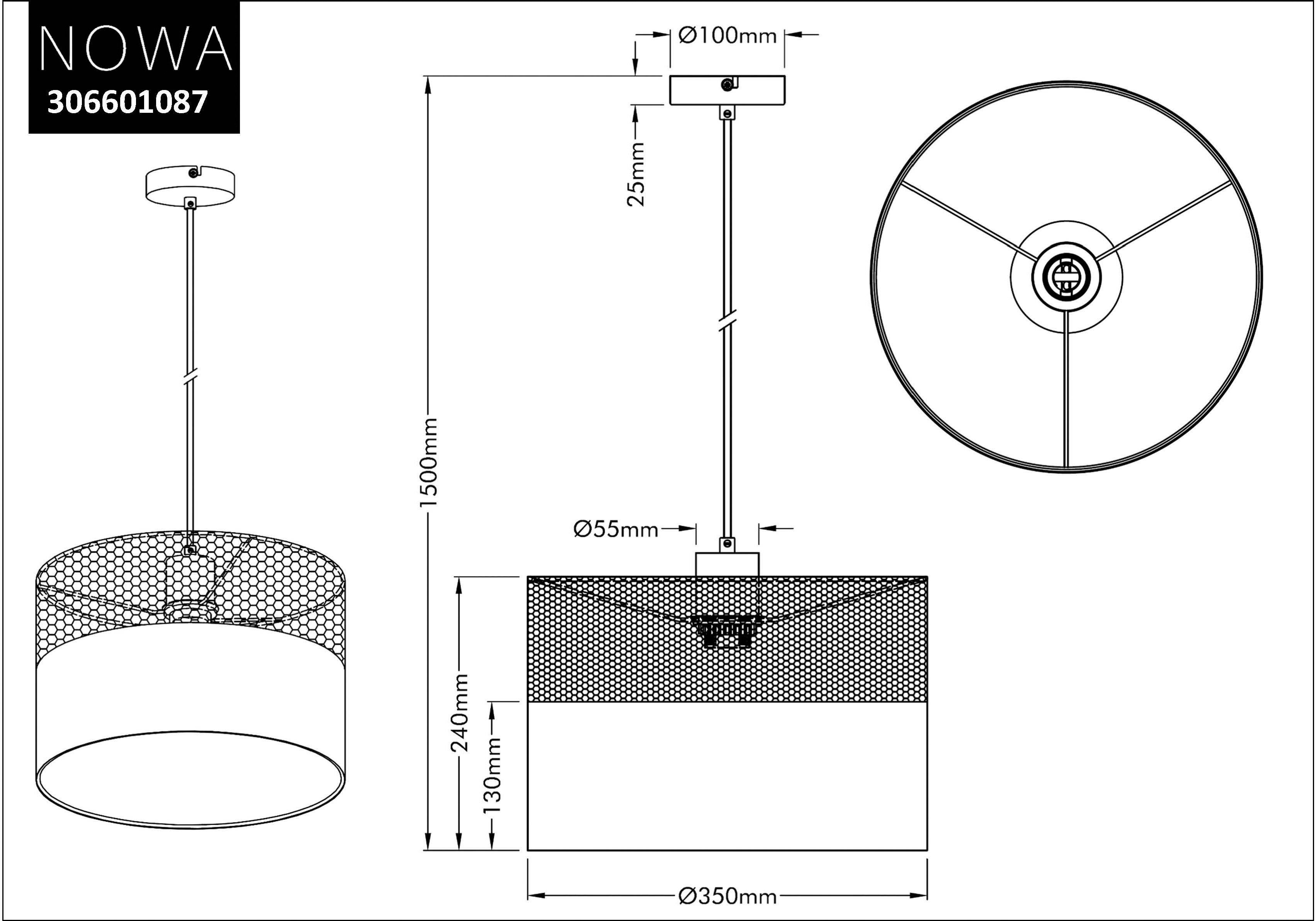 Places of Style Led-hanglamp ACATE in hoogte verstelbaar, zonder lichtbron, 3-staps schakelbaar (1 stuk)