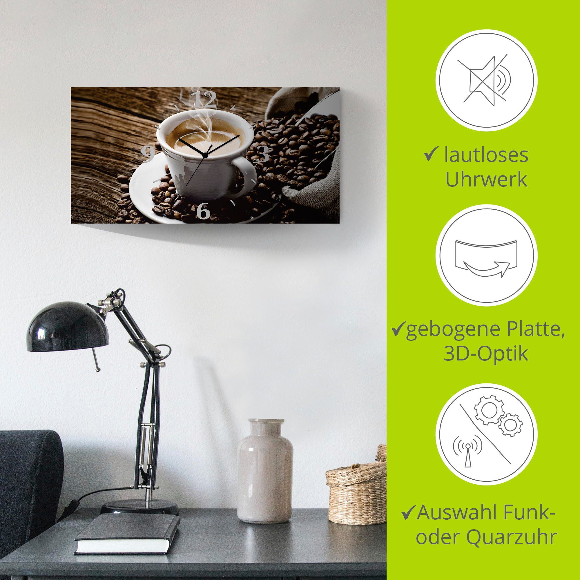 Artland Wandklok Hete koffie - hete koffie 3d-look geschulpt, met kwarts- of radiografisch uurwerk, verschillende maten