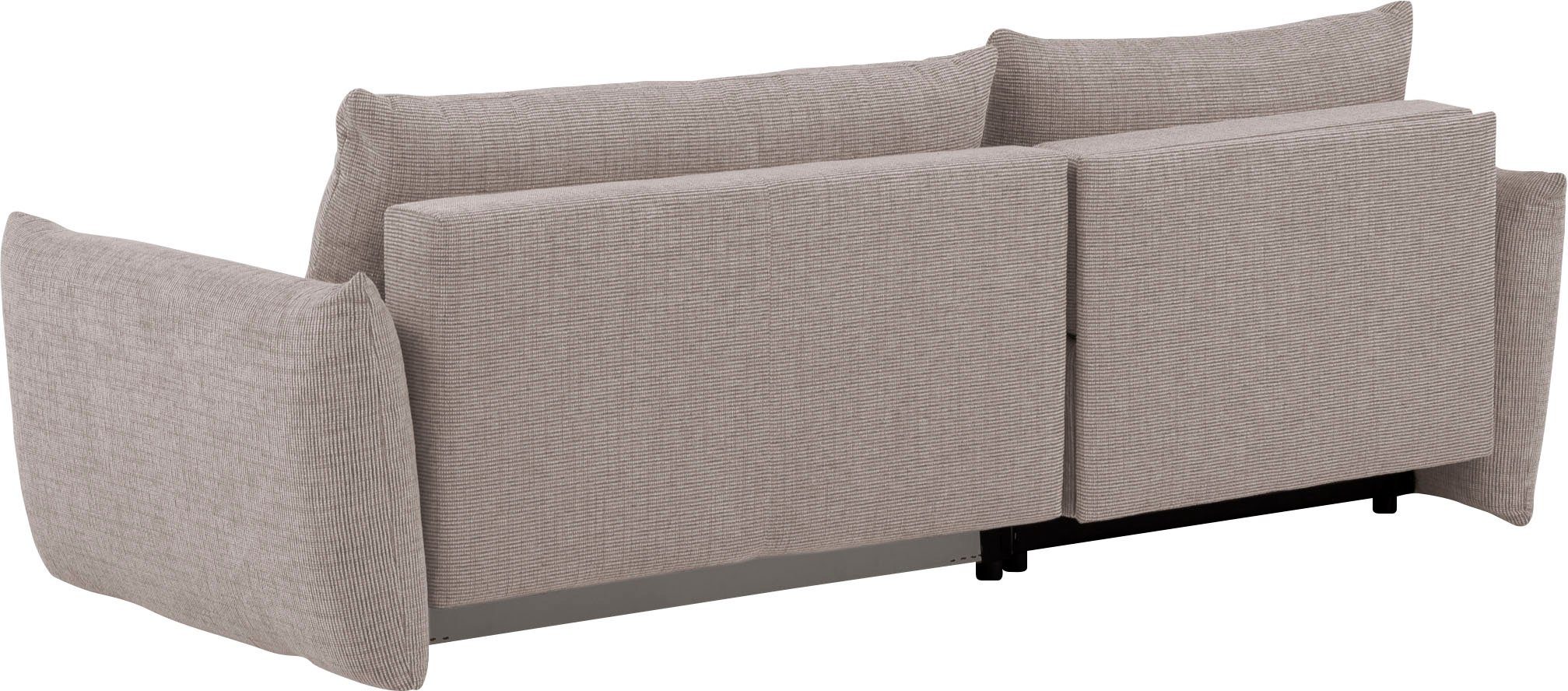 INOSIGN Hoekbank MAVAS bedbank met bedkist, L-model, ca. 257/127 cm (ligoppervlak 212/145 cm), ribfluweel, chenille, structuur