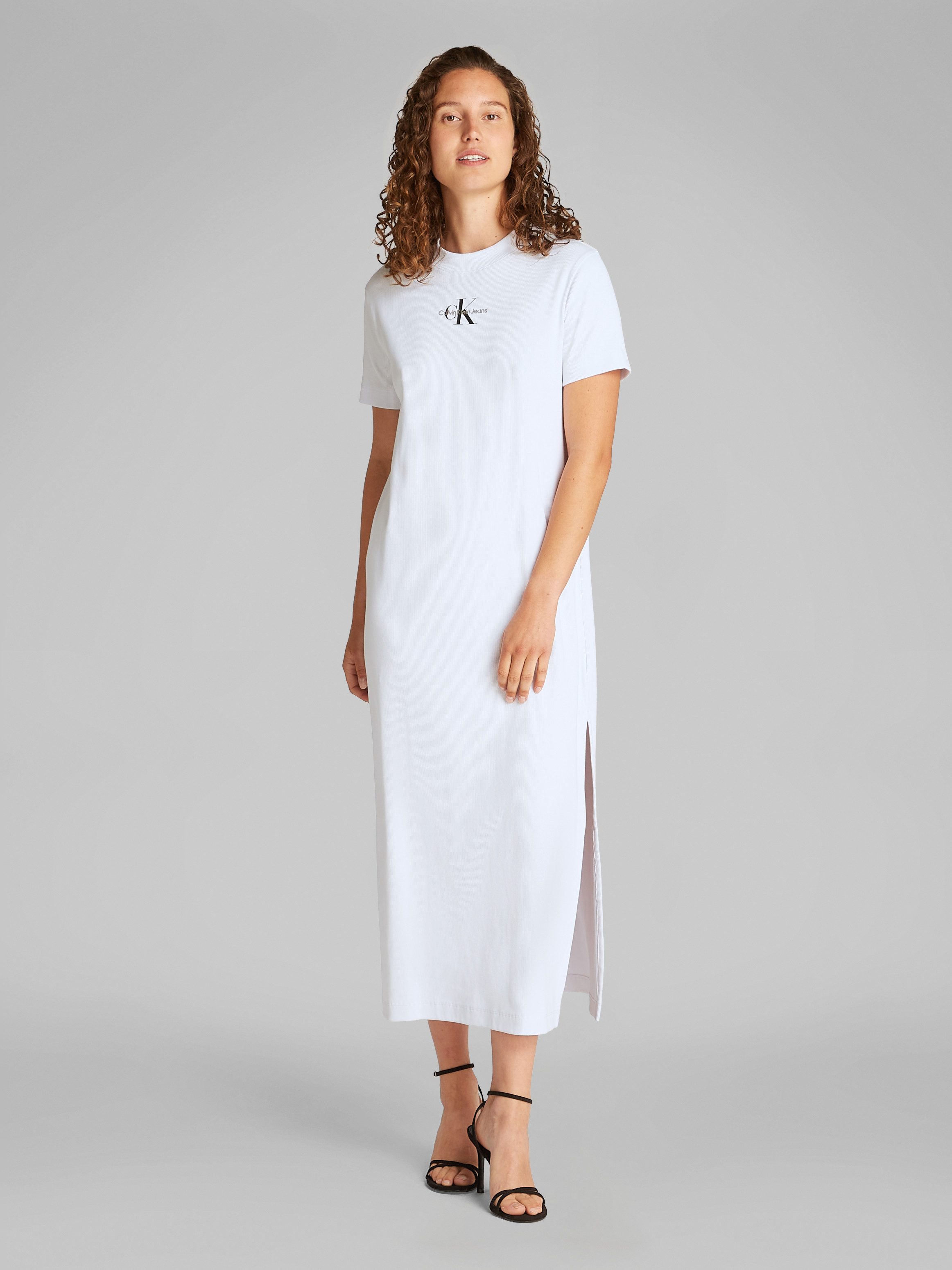 Calvin Klein Midi-jurk MONOLOGO LONG RIB TEE DRESS