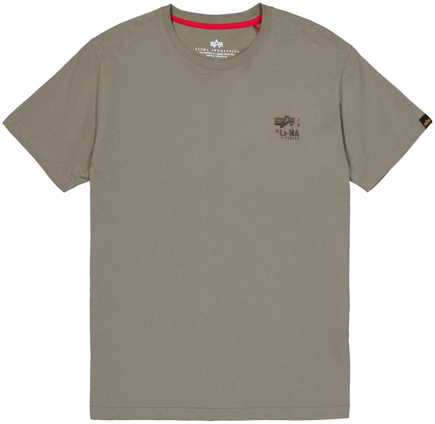 Alpha Industries Shirt met ronde hals Camo Logo Puff Print BP T
