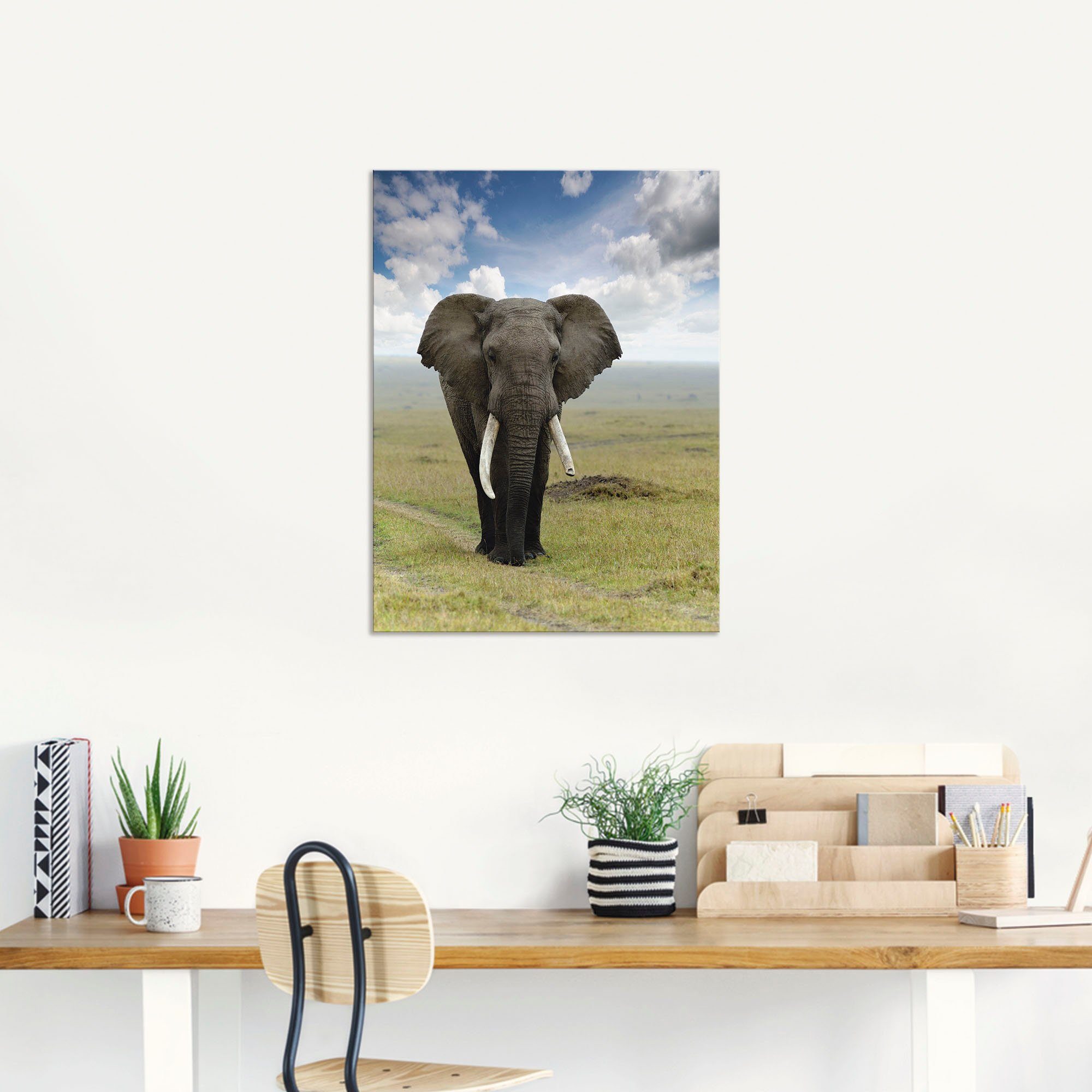 Artland Artprint Olifant als artprint van aluminium, artprint voor buiten, artprint op linnen, poster in verschillende maten. maten