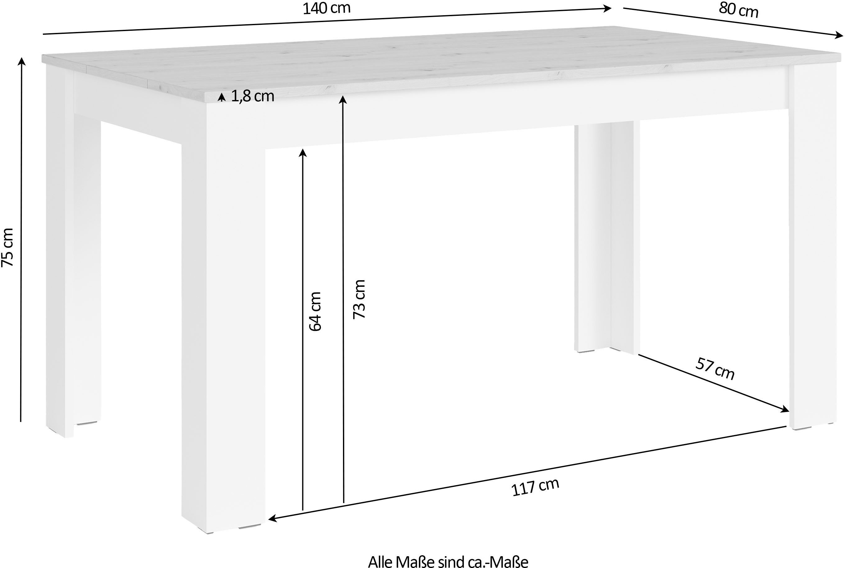 byLIVING Eettafel Nori Keukentafel in eikenlook, frame in antraciet of wit