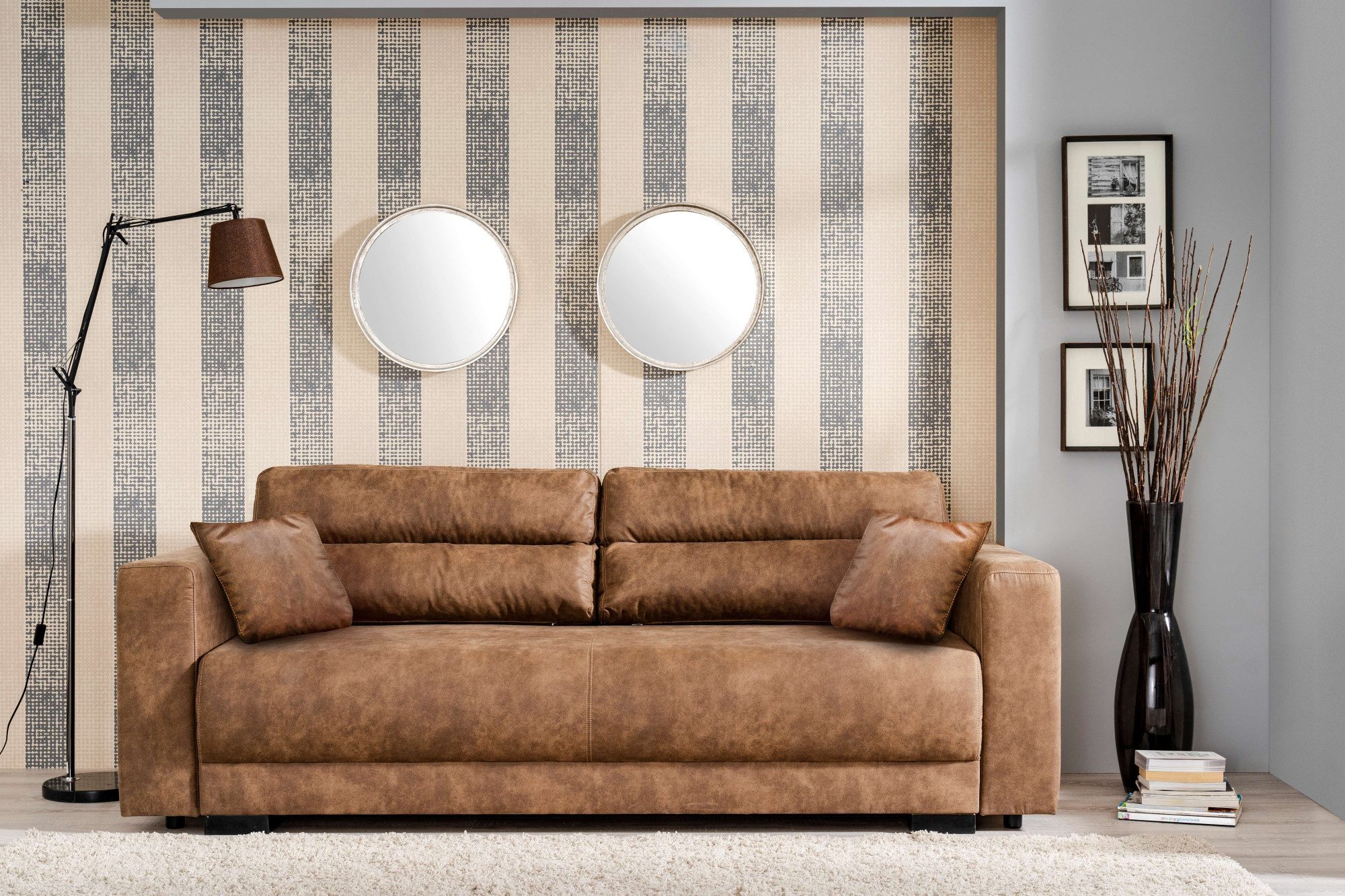 INOSIGN Slaapbank Witla, 237 cm(Ligoppervlak 150/196 cm), met bedlade incl. losse sier- en rugkussens en met pocketvering-bekleding