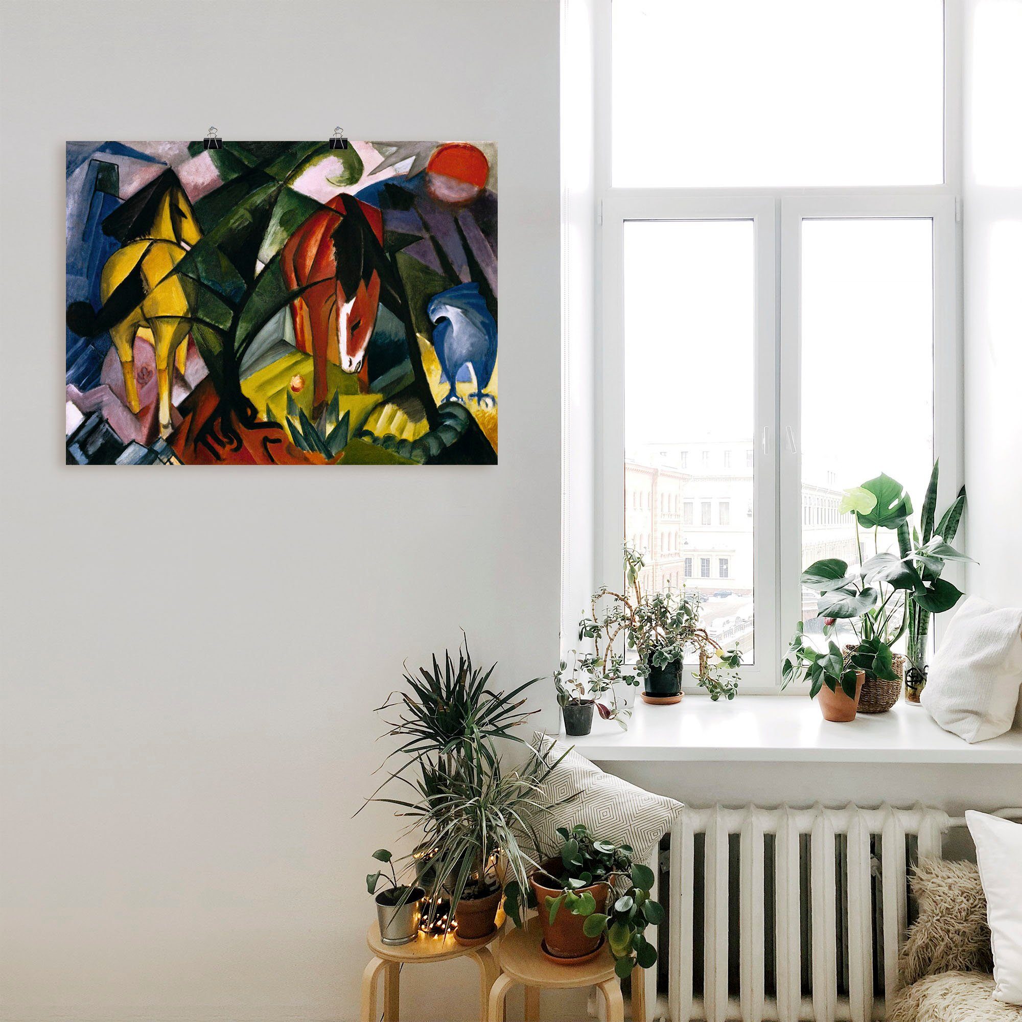 Artland Artprint Paarden en adelaar. 1912 als artprint op linnen, poster in verschillende formaten maten