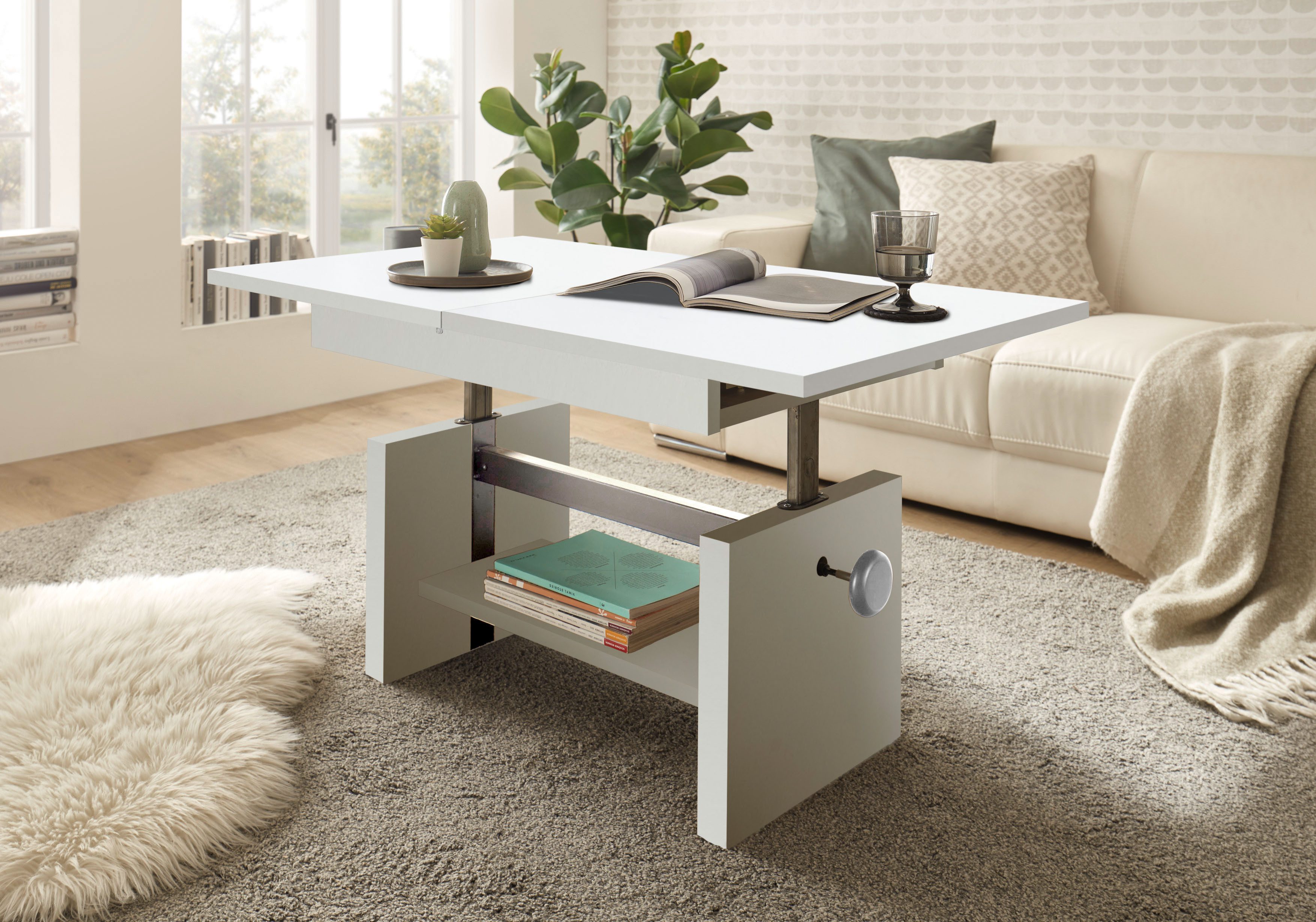 Stolkom Salontafel Event hoogte verstelbaar, uitschuifbaar, BxHxD 110-150x48-63x65 cm Hoogte verstelbaar met liftmechaniek en uittrekbaar in 3 kleurvarianten