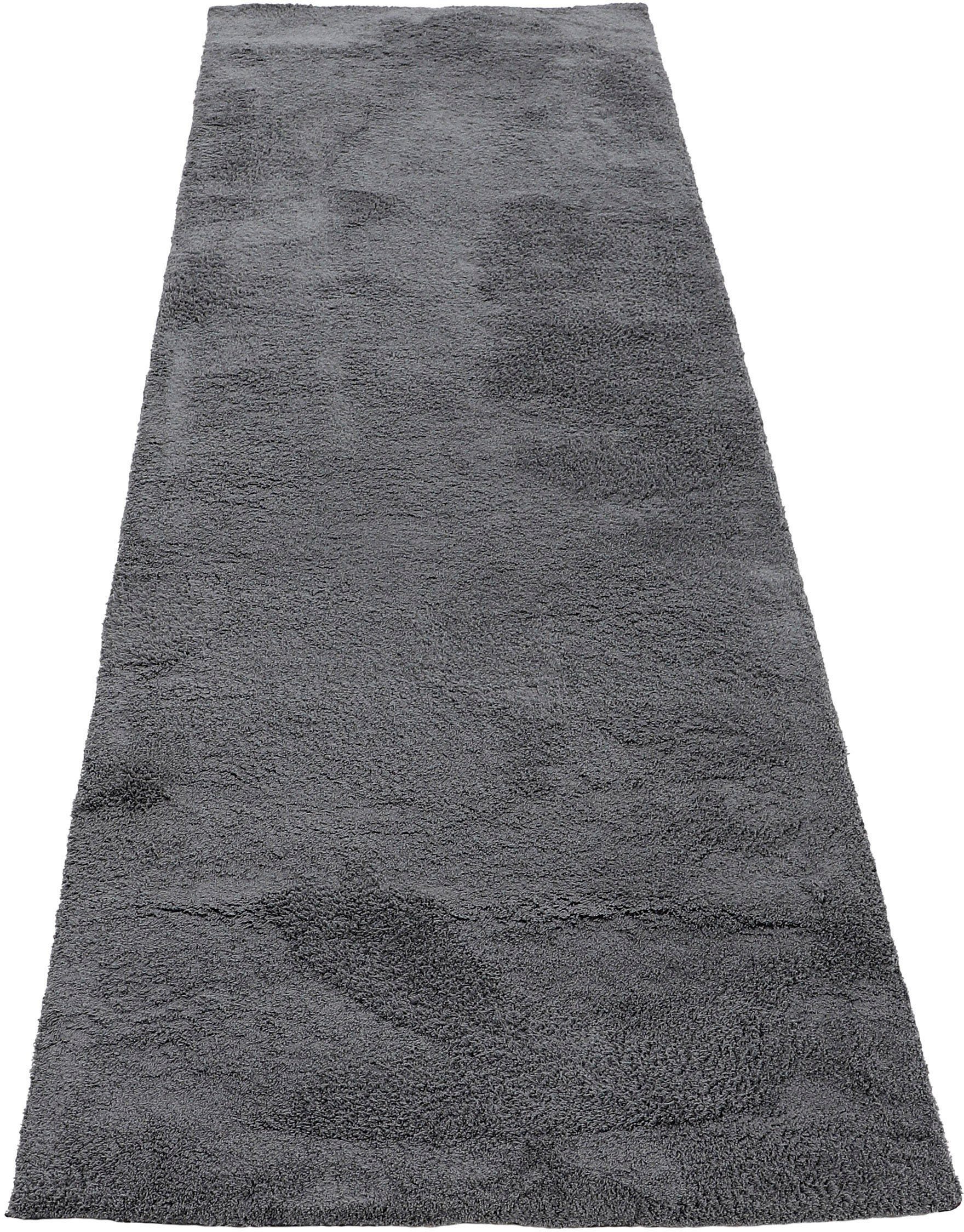 carpetfine Hoogpolig vloerkleed Silky Shaggy, langharig, effen, bijzonder zacht, handgemaakt hoogpolige vloerkleden maat 75 cm x 240 cm x 20 mm grijs