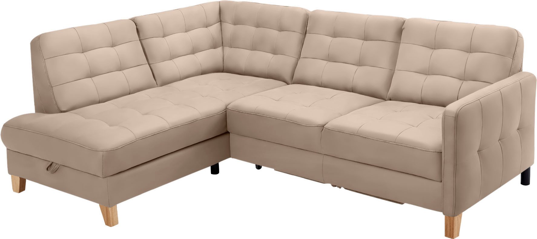 exxpo - sofa fashion Hoekbank Elio, compact en comfortabel, handig, tijdloos design, L-vorm grijs, hoekbanken, Breedte ligoppervlak: 124 cm, Lengte