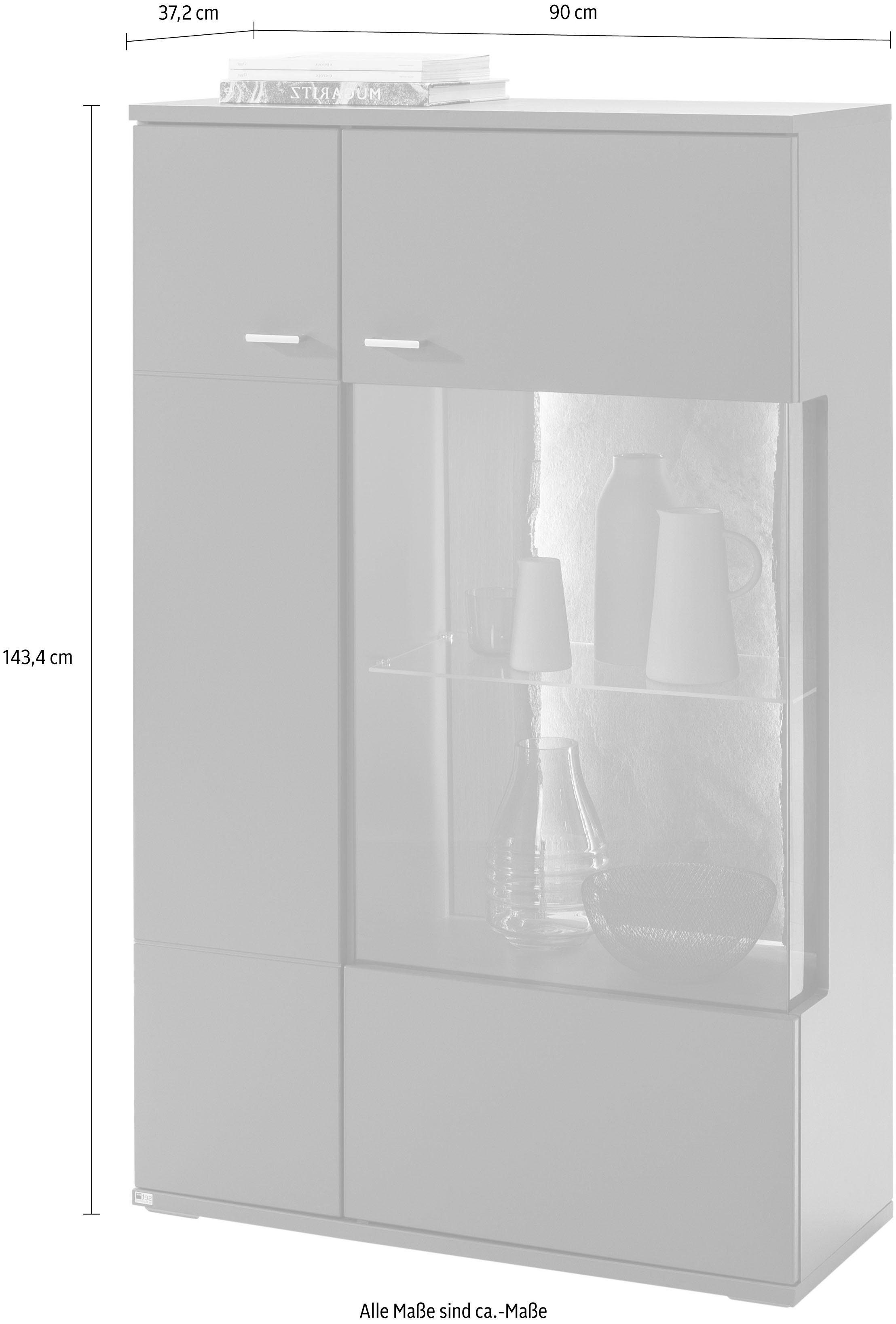 set one by Musterring Vitrinekast Tacoma Type 03/04, hoogte 143,4 cm, met getinte glasdeur