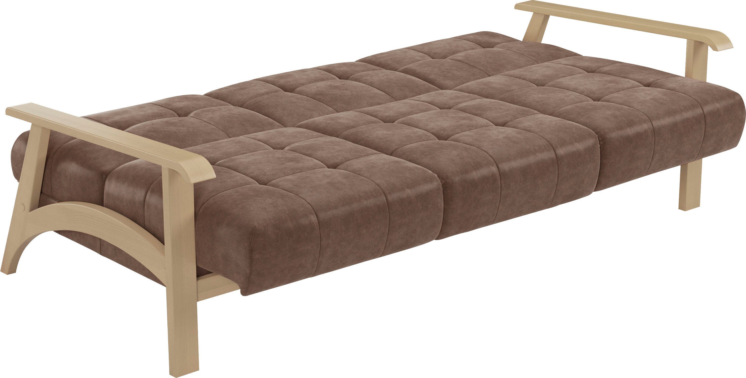 sit&more 3-zitsbank Billund Armleuningen van natuurlijk beukenhout, verschillende bekledingen en kleuren