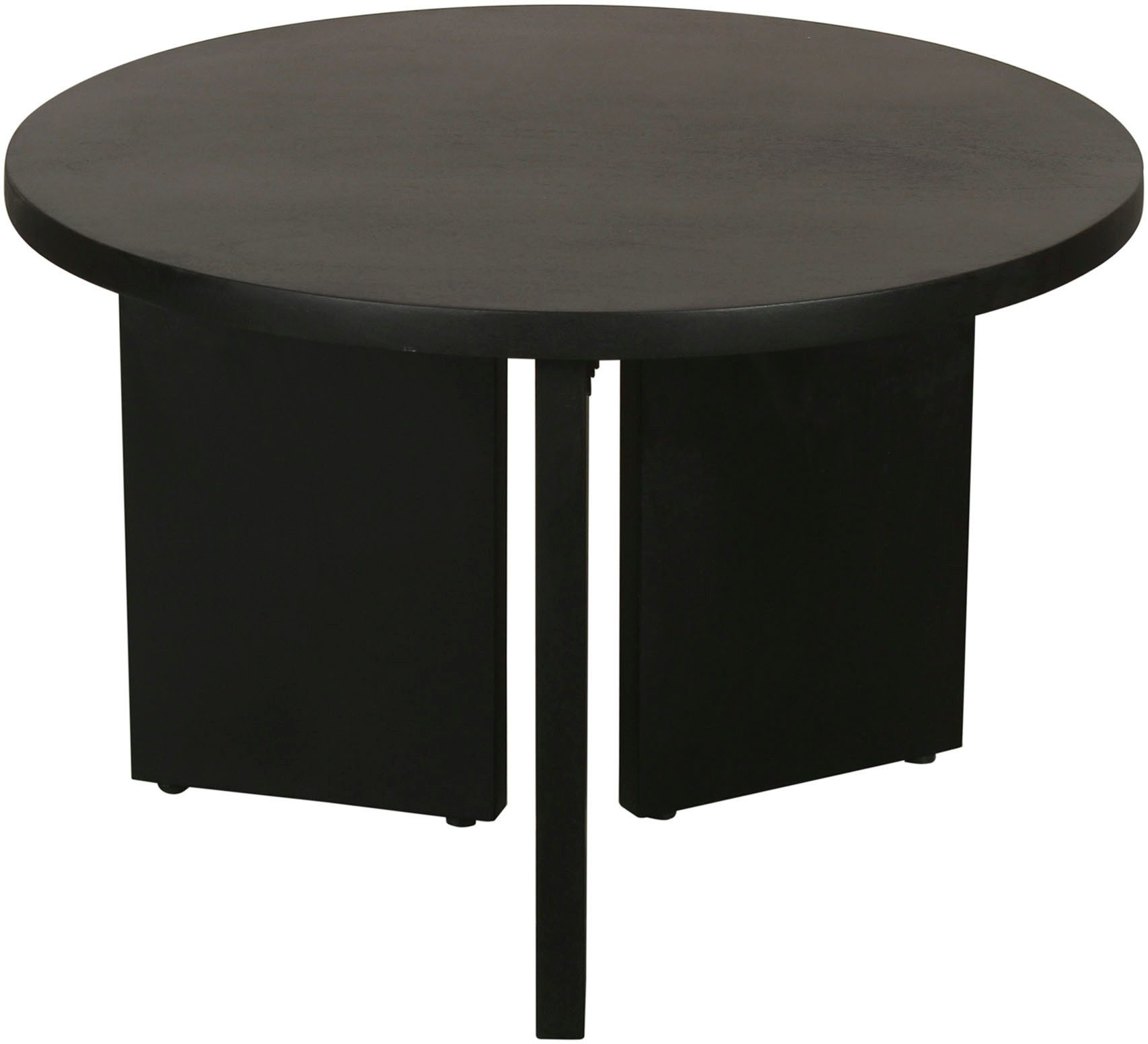 byLIVING Salontafel Round uit 2,5 cm dik massief hout zwart, afzonderlijk of in set verstelbaar (1 stuk)
