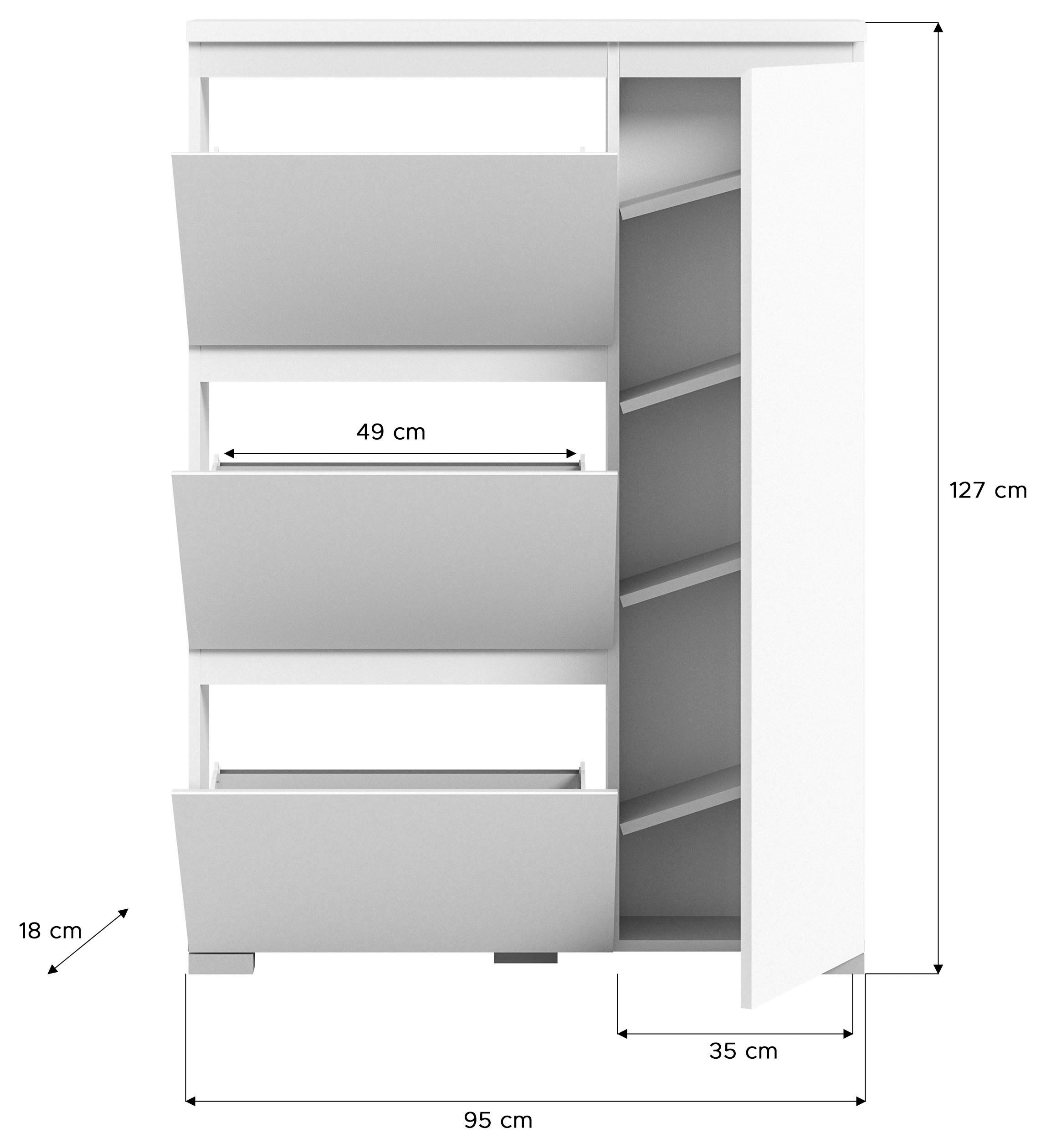 INOSIGN Schoenenkast Skoskap, Diepte 18 cm, 3 Deurtjes, 1 Deur, plaats voor ca. 12 paar schoenen