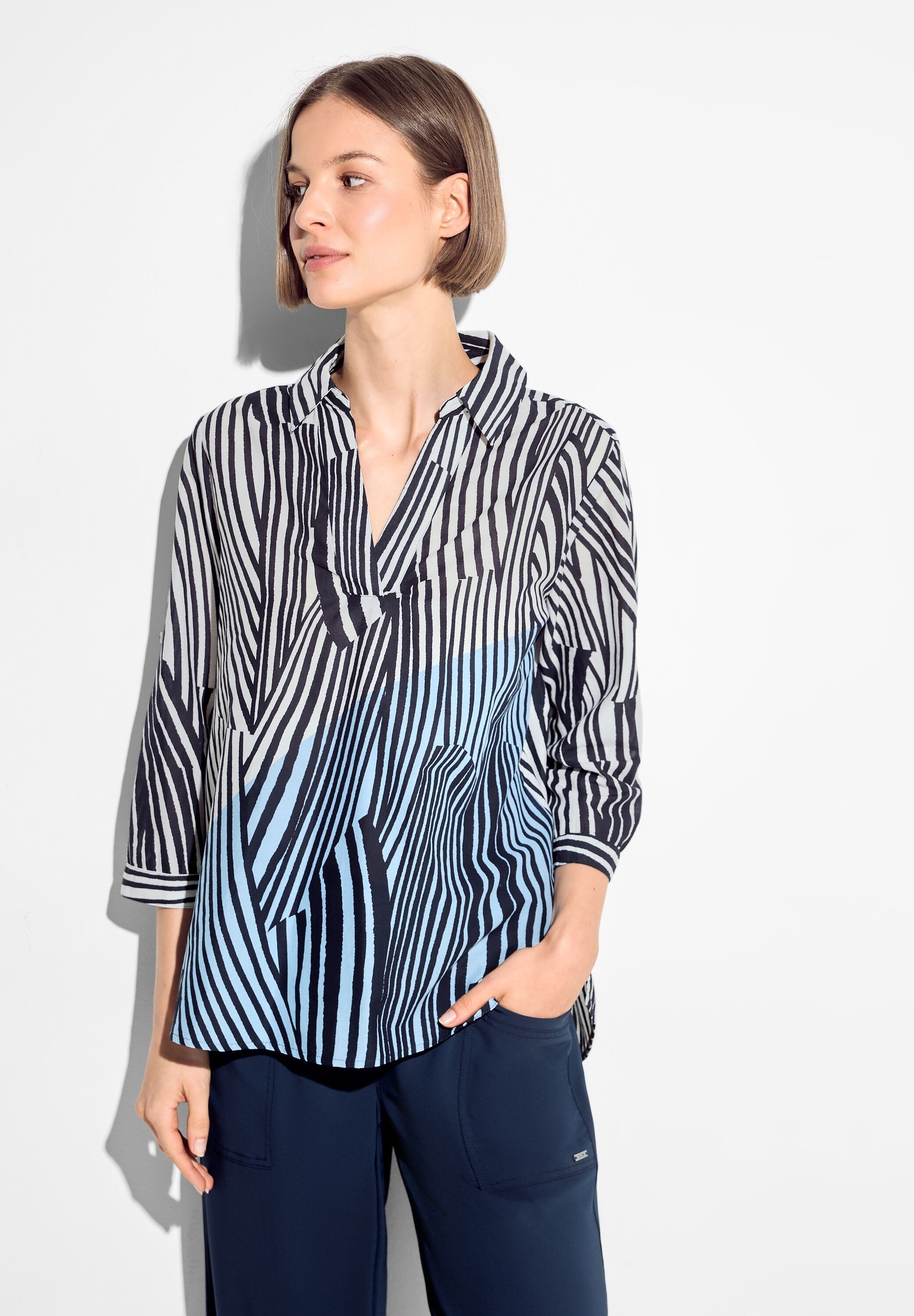 Cecil Blouse zonder sluiting met turn-up 3/4 mouw