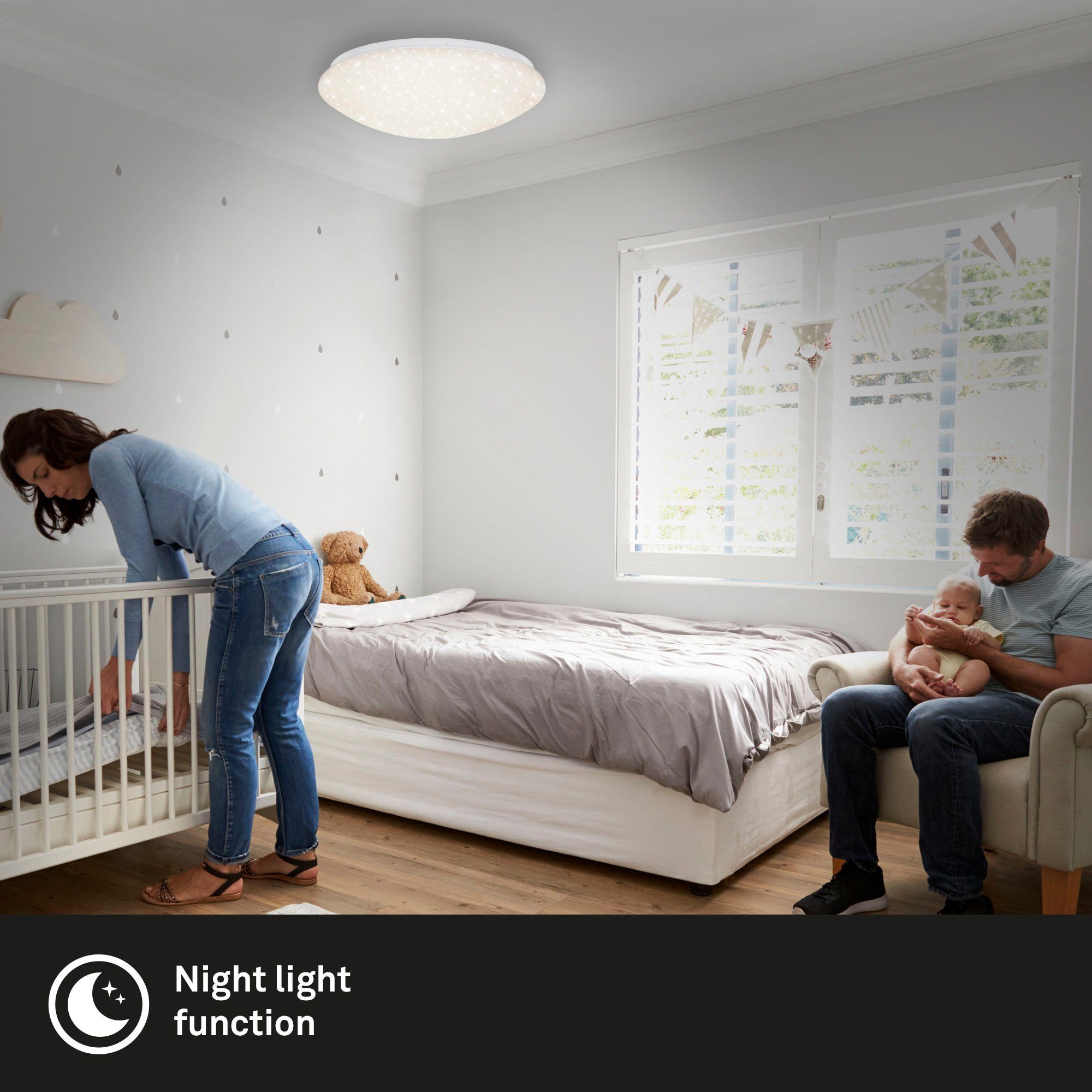 Briloner Leuchten Led-plafondlamp 3367216 VERB Sterrenhemel, 38x6,5 cm, wit, 23W, woonkamer, slaapkamer, keuken