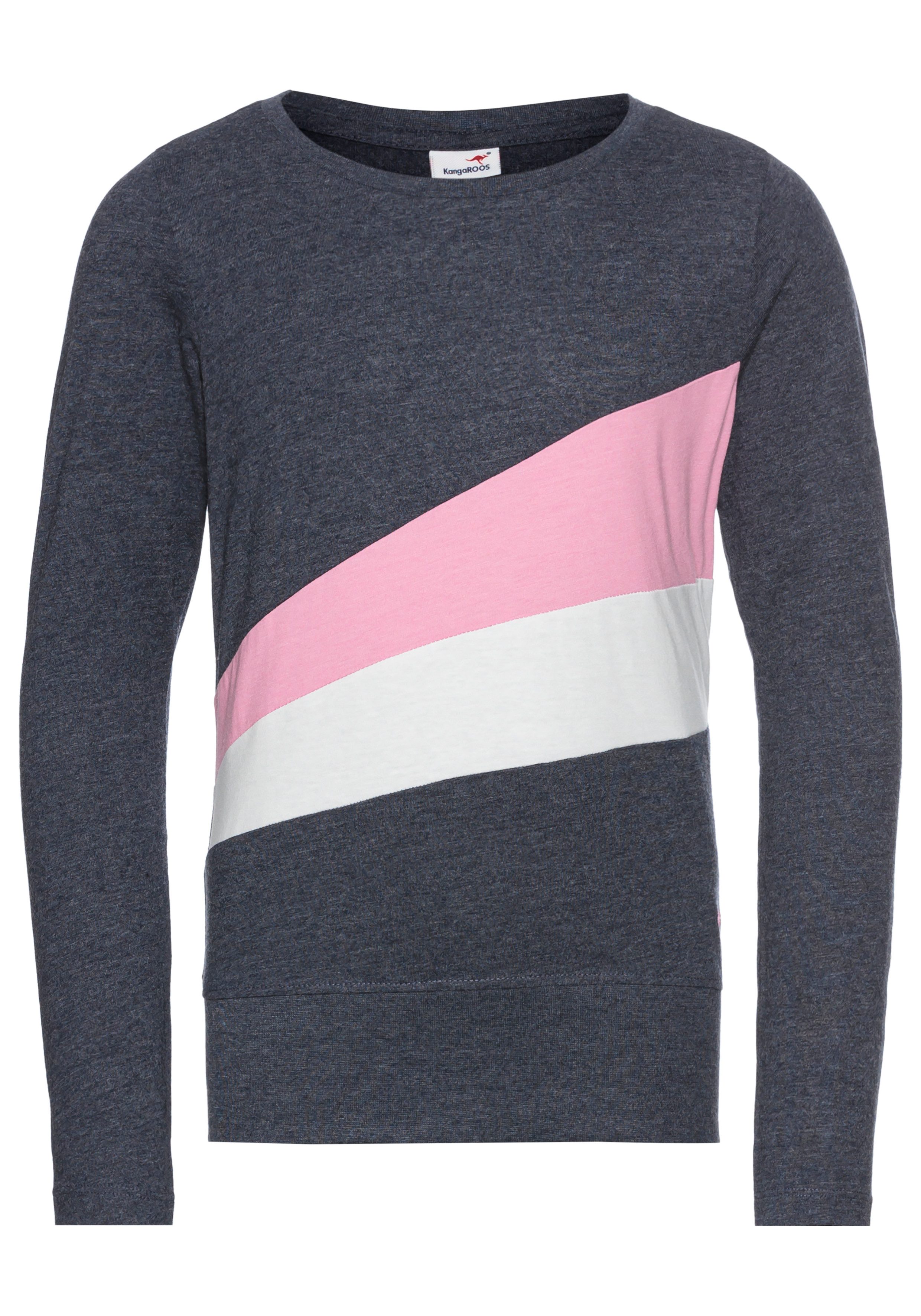 KangaROOS Shirt met lange mouwen Met coole colorblocking met kangaroos logo en borduursel