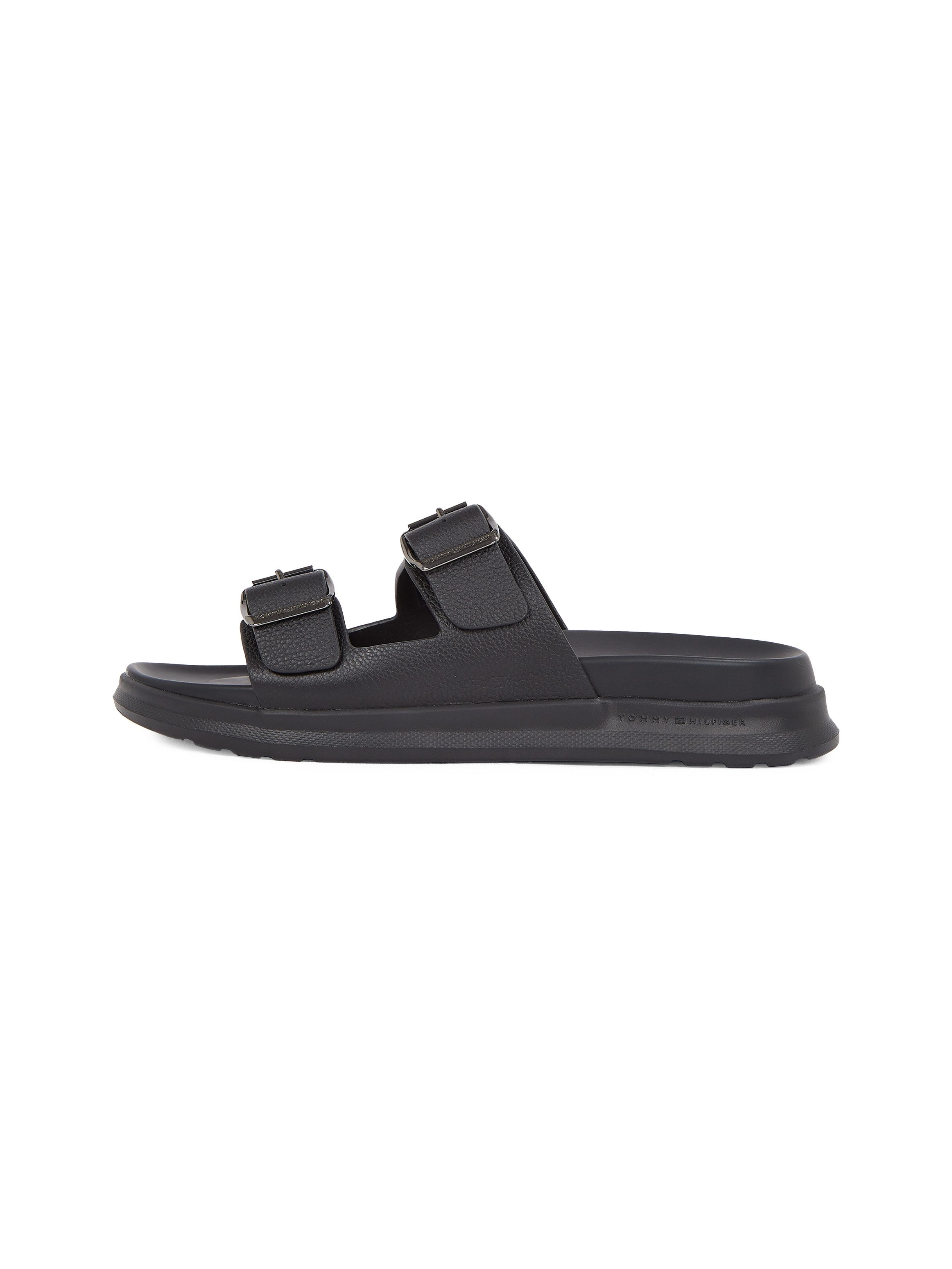 Tommy Hilfiger Slippers D DENSITY HILFIGER LTH SAND , zomerschoen, comfortabele schoen, instapschoen met verstelbare gespen