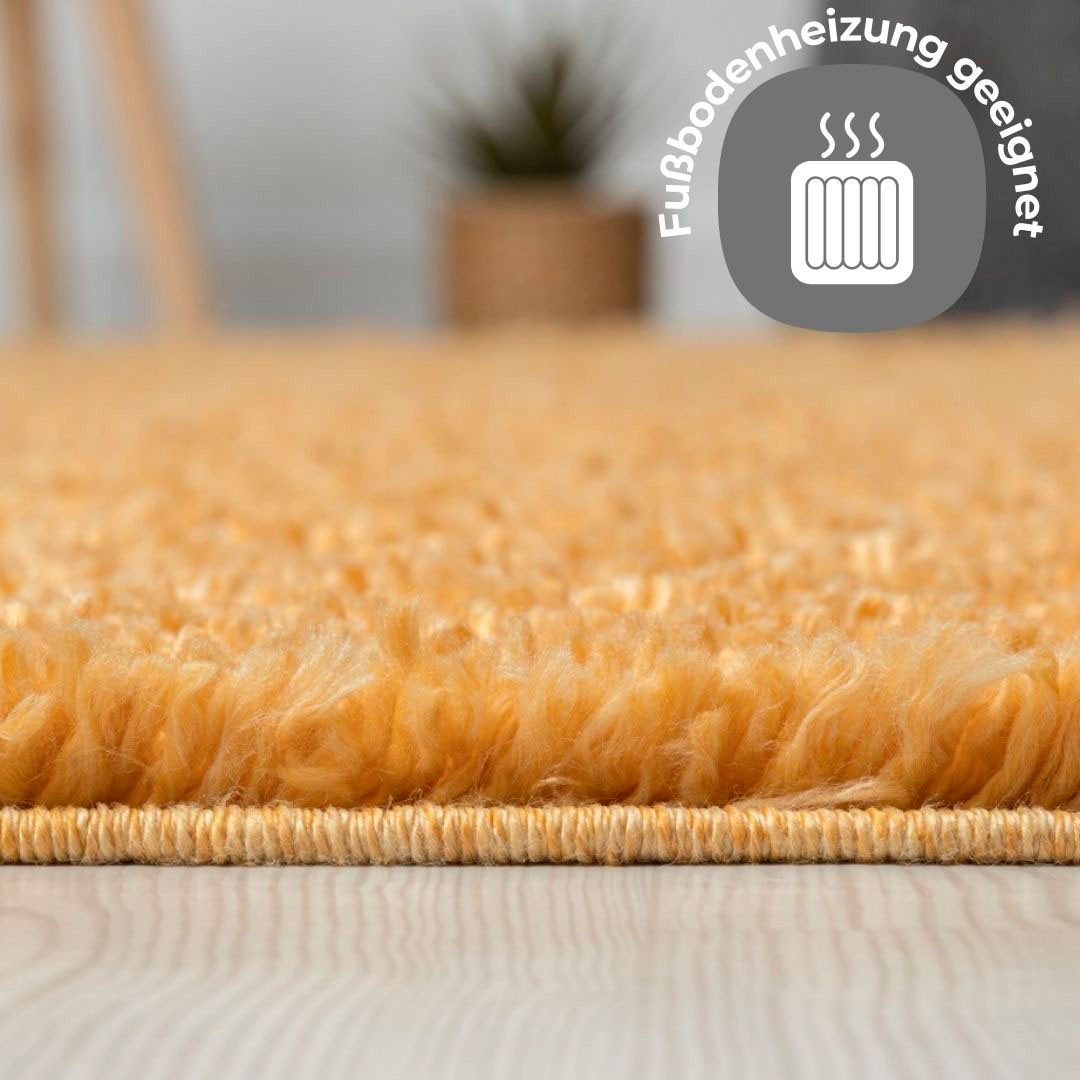 my home Hoogpolig vloerkleed Banji Uni-kleuren, zacht en fluffy, ook als rechthoekig verkrijgbaar
