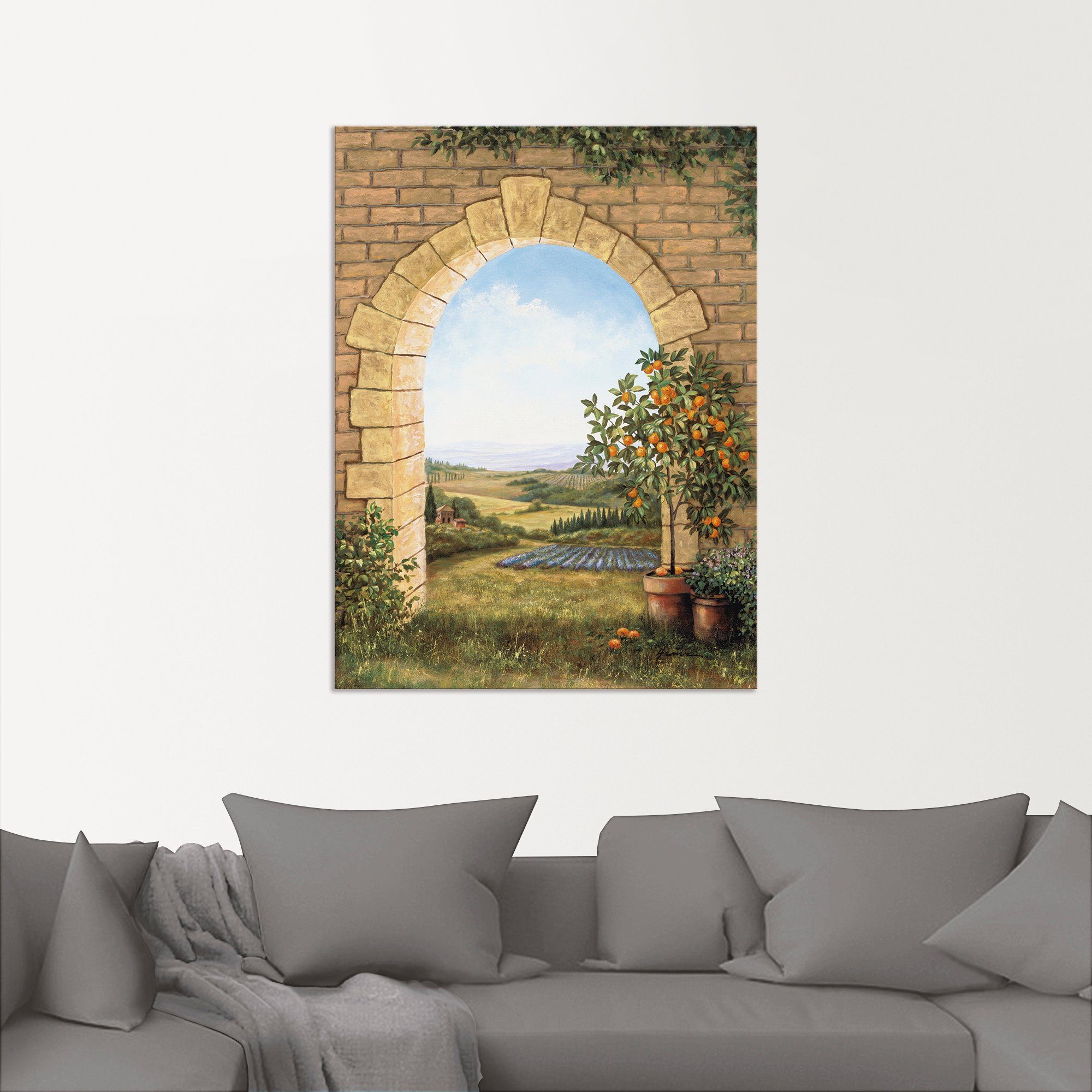 Artland Artprint Sinaasappelboompje voor de boog als artprint van aluminium, artprint voor buiten, artprint op linnen, poster, muursticker