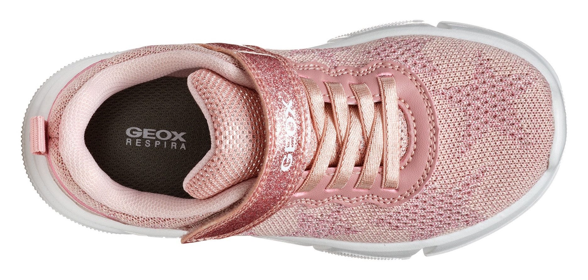 Geox Sneakers J ARIL GIRL , knitwear sneaker, klittenbandschoen met glinsterende klittenband