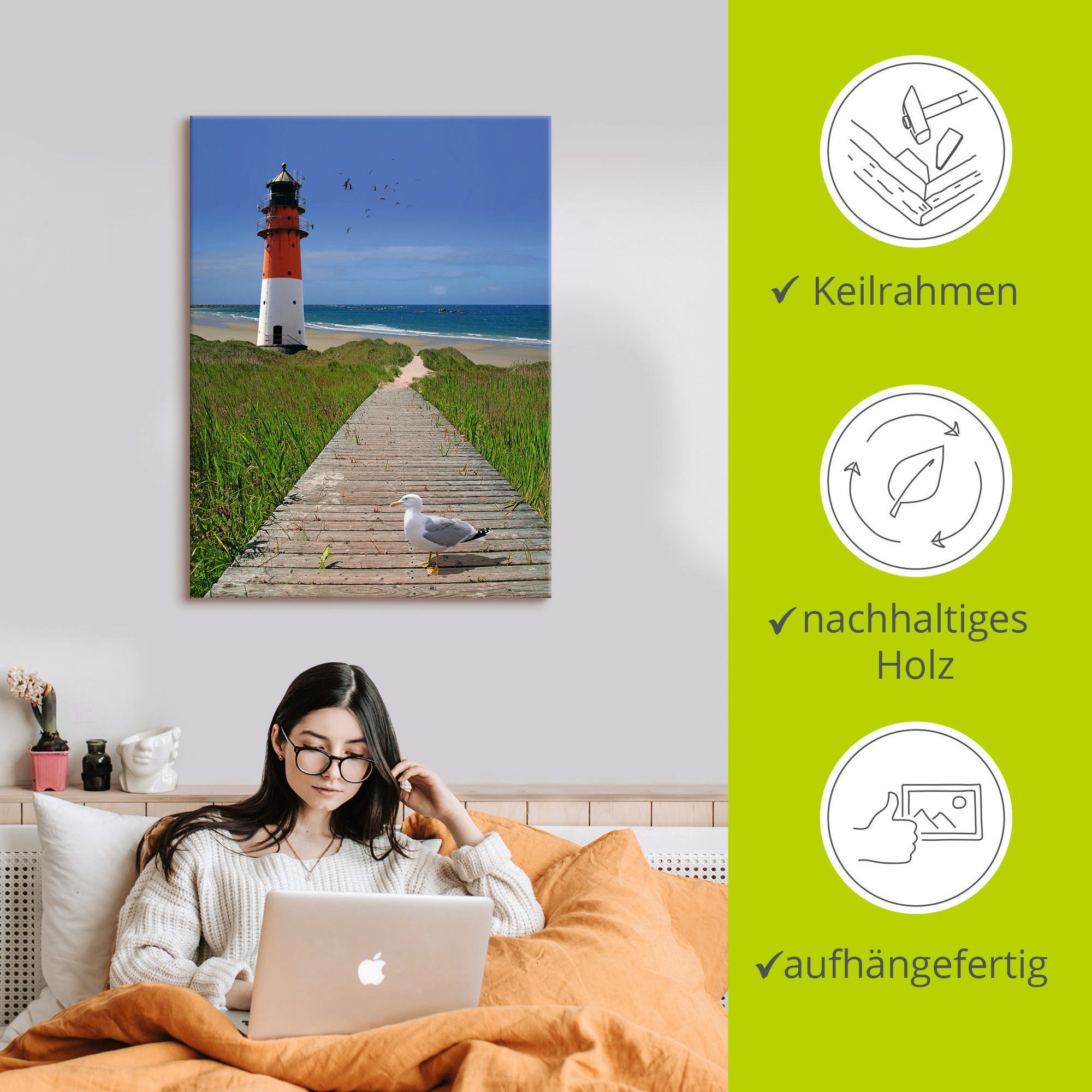 Artland Artprint De weg naar zee als artprint op linnen, poster in verschillende formaten maten