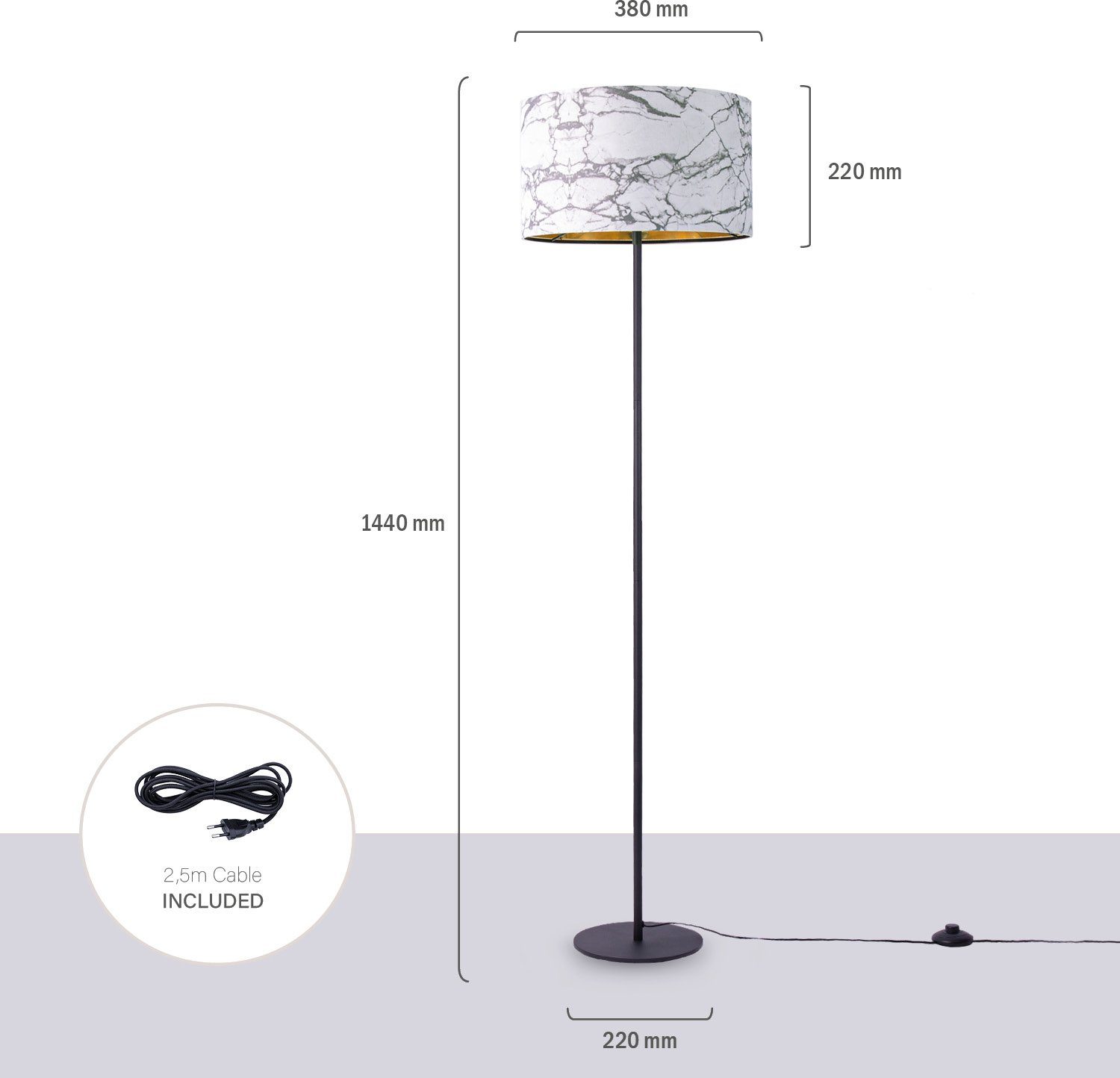 Paco Home Staande lamp Kracht 525 Woonkamer slaapkamer E27 marmer steen ontwerp grijs wit