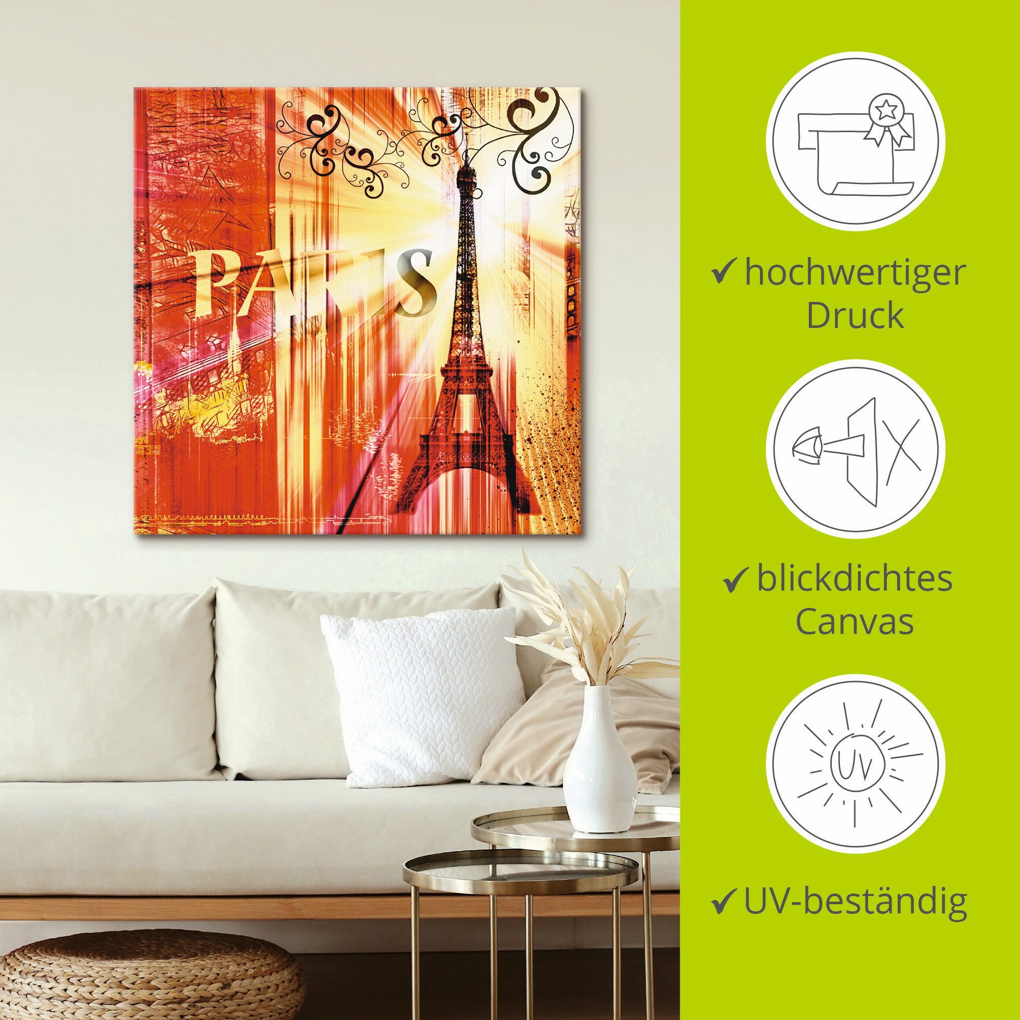 Artland Artprint op linnen Parijs Skyline collage III