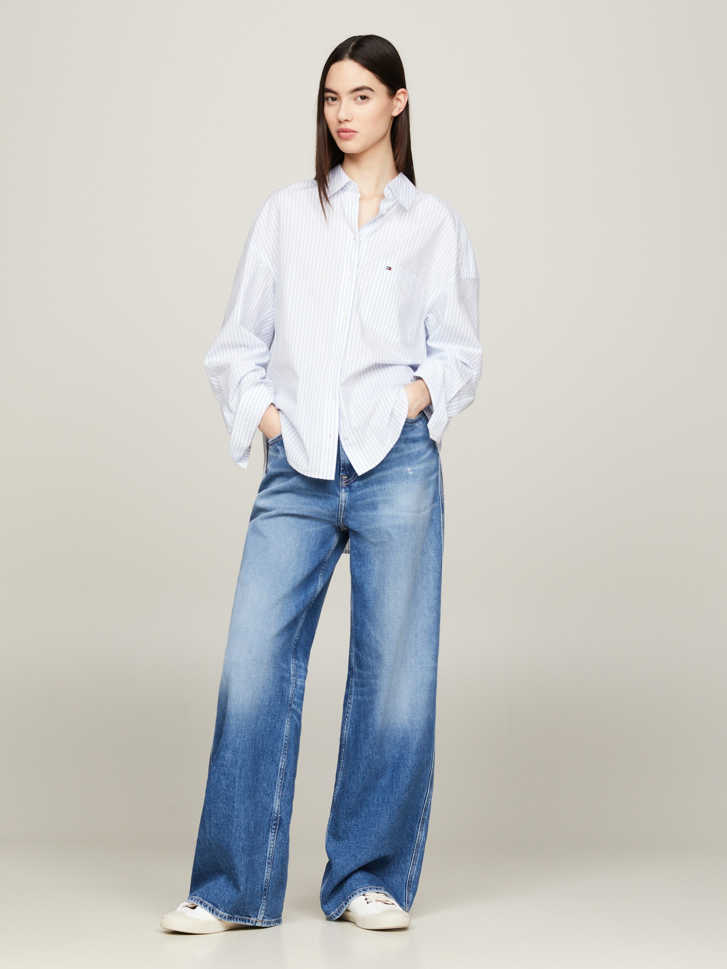 TOMMY JEANS Top TJW SP OVR STRIPE SHIRT Met TOMMY JEANS-merklabel